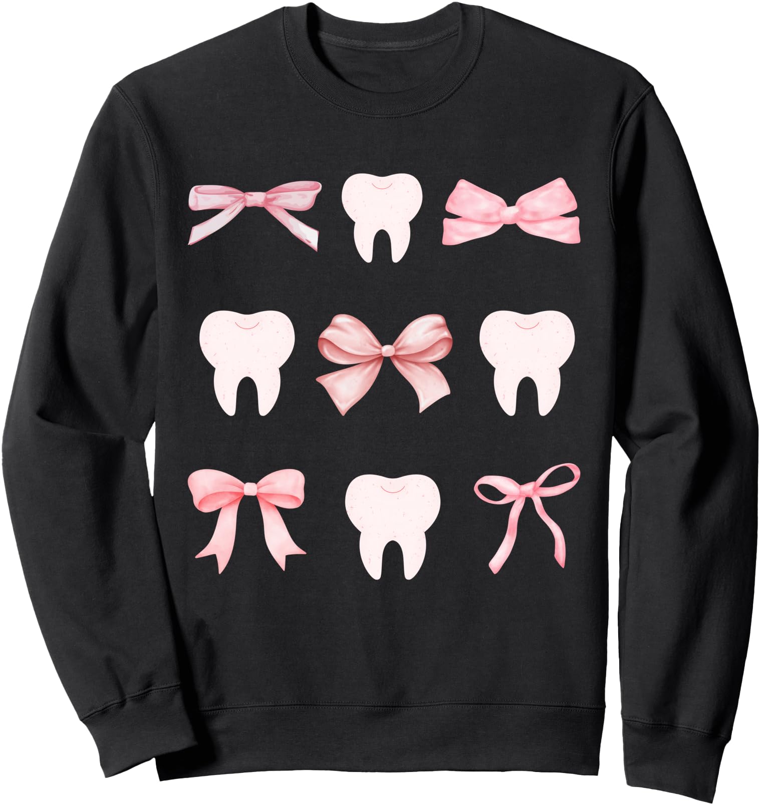 Girly Dental Crew Apparel Sweatshirt - Unisex Adult Dental Assistant Hygienist RDH Sweatshirt - Black, Small