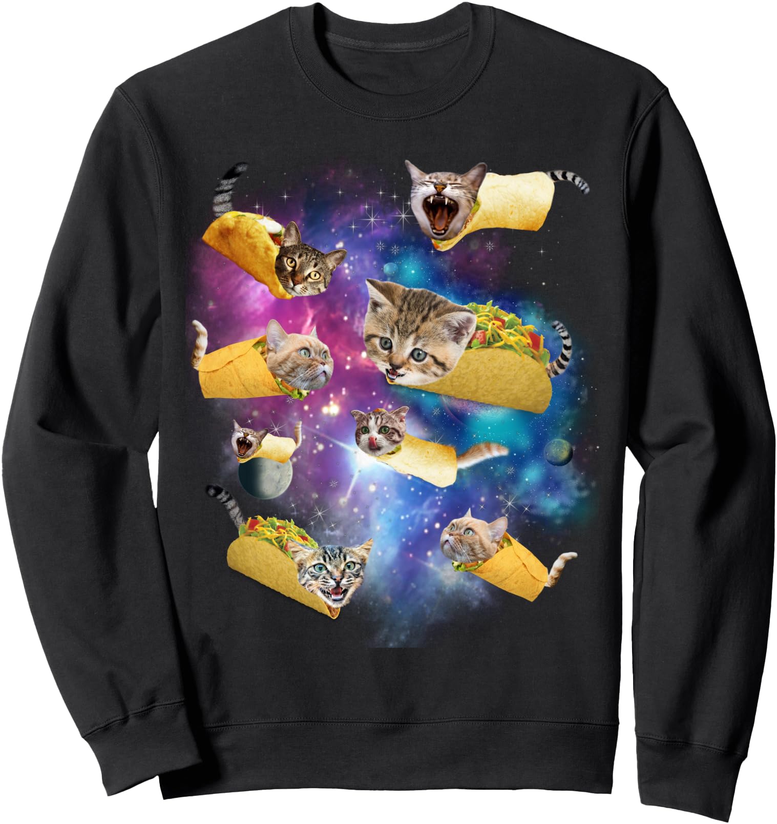 Burrito Pizza and Taco Cat in Space - Tacocat Tee Gift Idea Sweatshirt