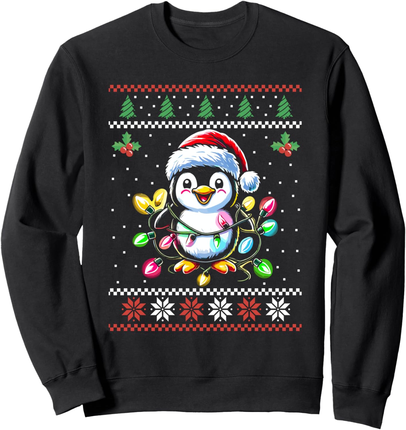 Penguin Santa Hat Ugly Christmas Sweater Xmas Sweatshirt