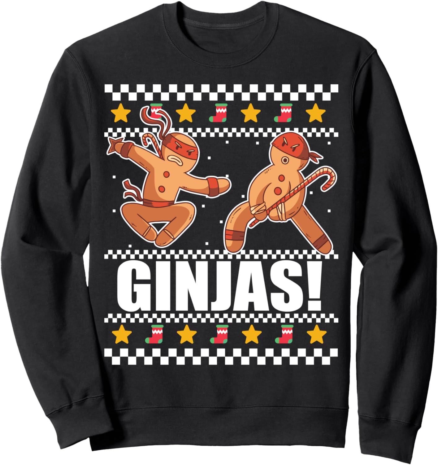 GINJAS! Funny Ninja Gingerbread Ugly Christmas Sweater Meme Sweatshirt