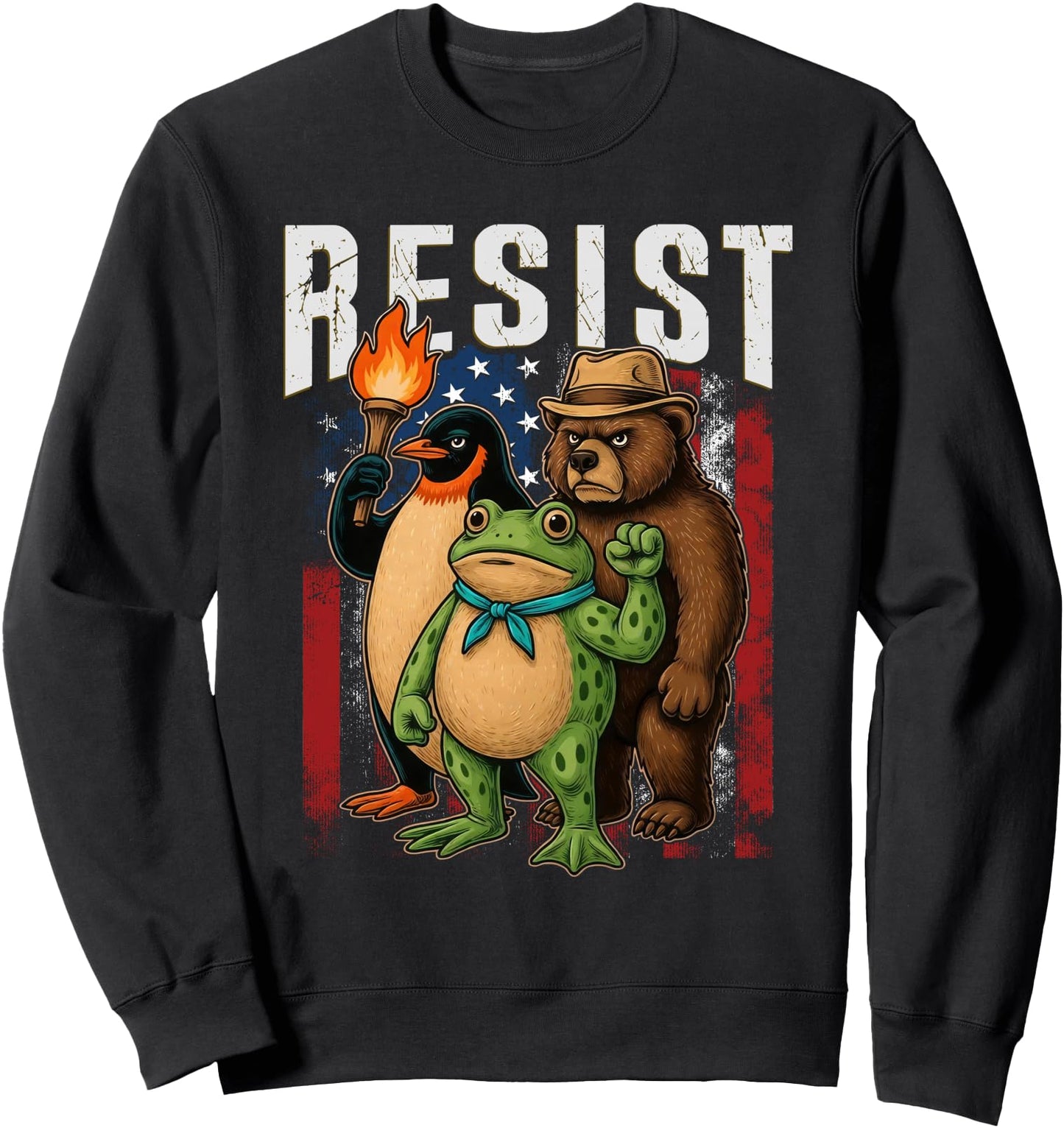 Bear Penguins And Frog Resist Protest Against Tariffs Sweatshirt