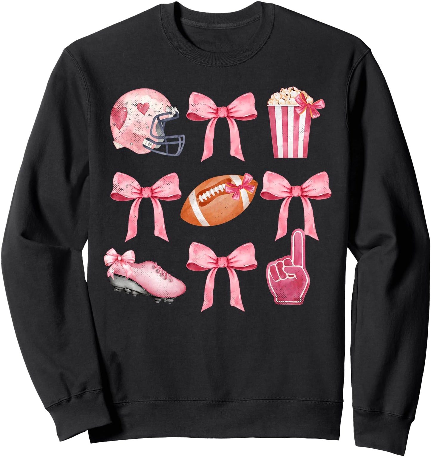 Cute Pink Coquette Bows Football Lovers Mom Funny Game Day Sweatshirt