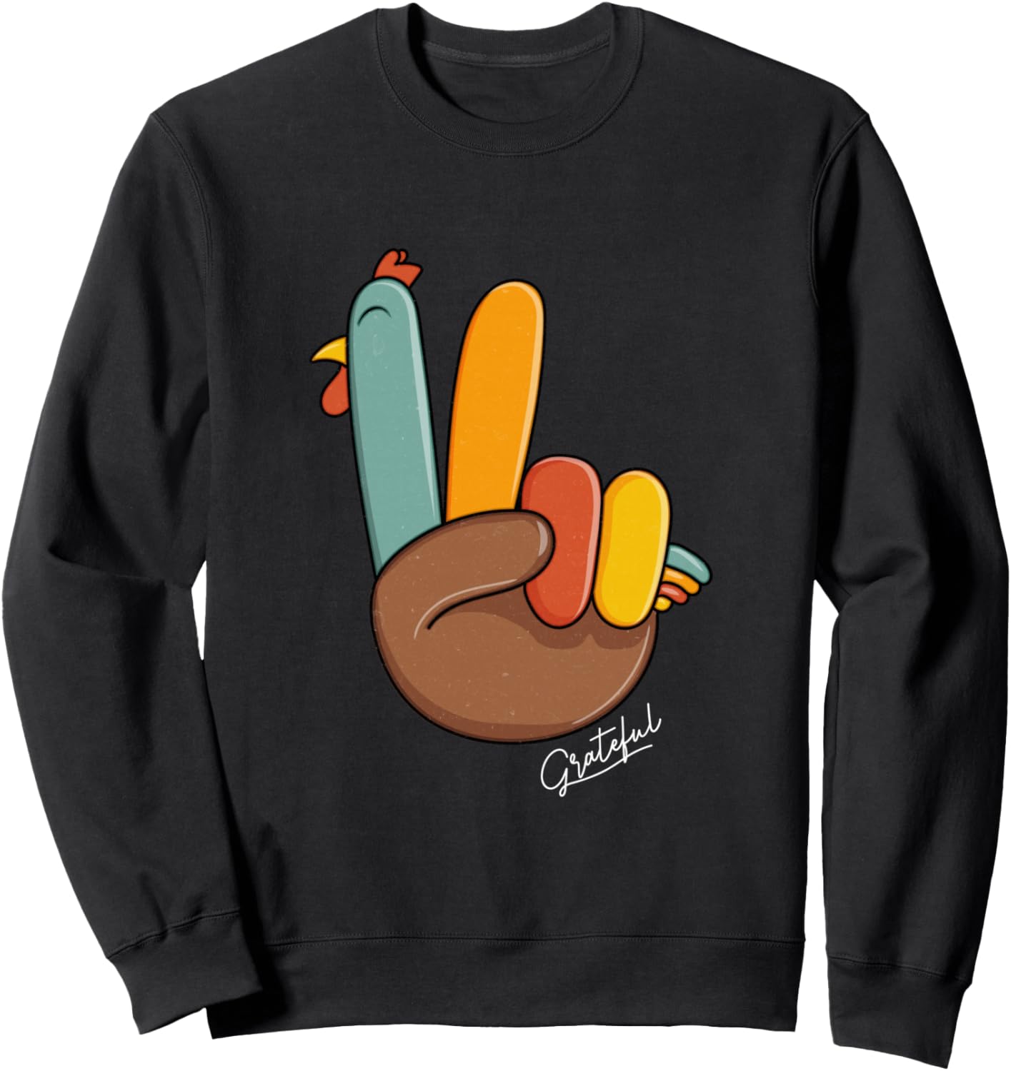 Peace Sign Turkey Hand Cool Thanksgiving Kids Girl Women Sweatshirt