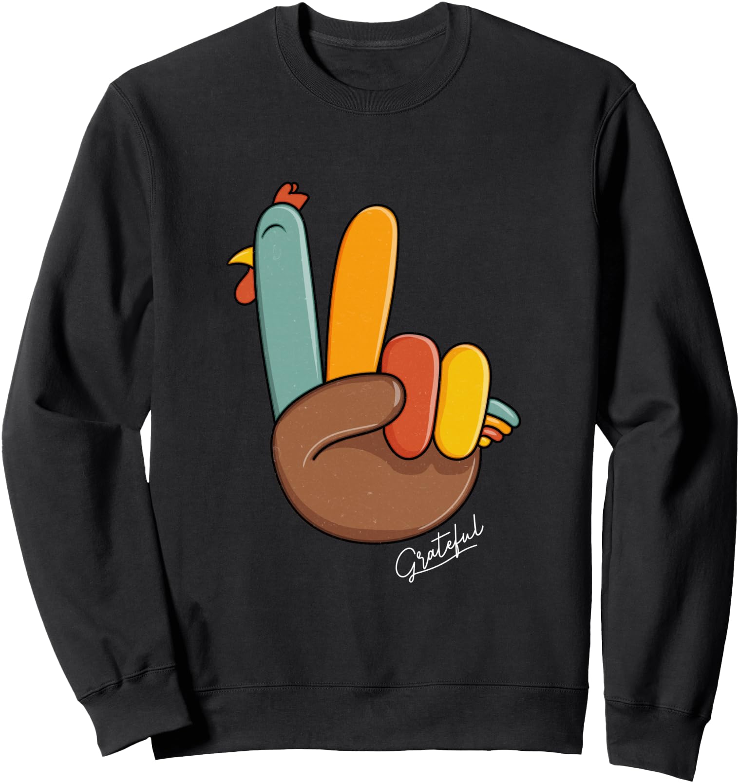 Peace Sign Turkey Hand Cool Thanksgiving Girl Women Sweatshirt