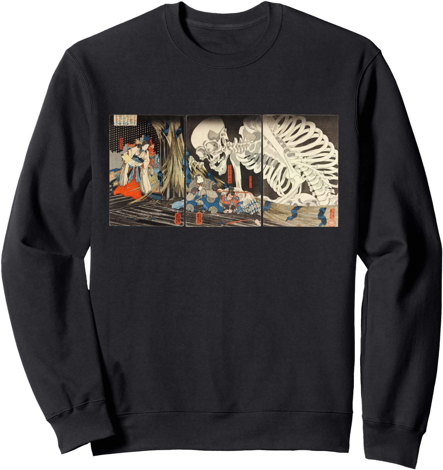 The Skeleton And The Witch Japanese Art Triptych Takiyasha Sweatshirt