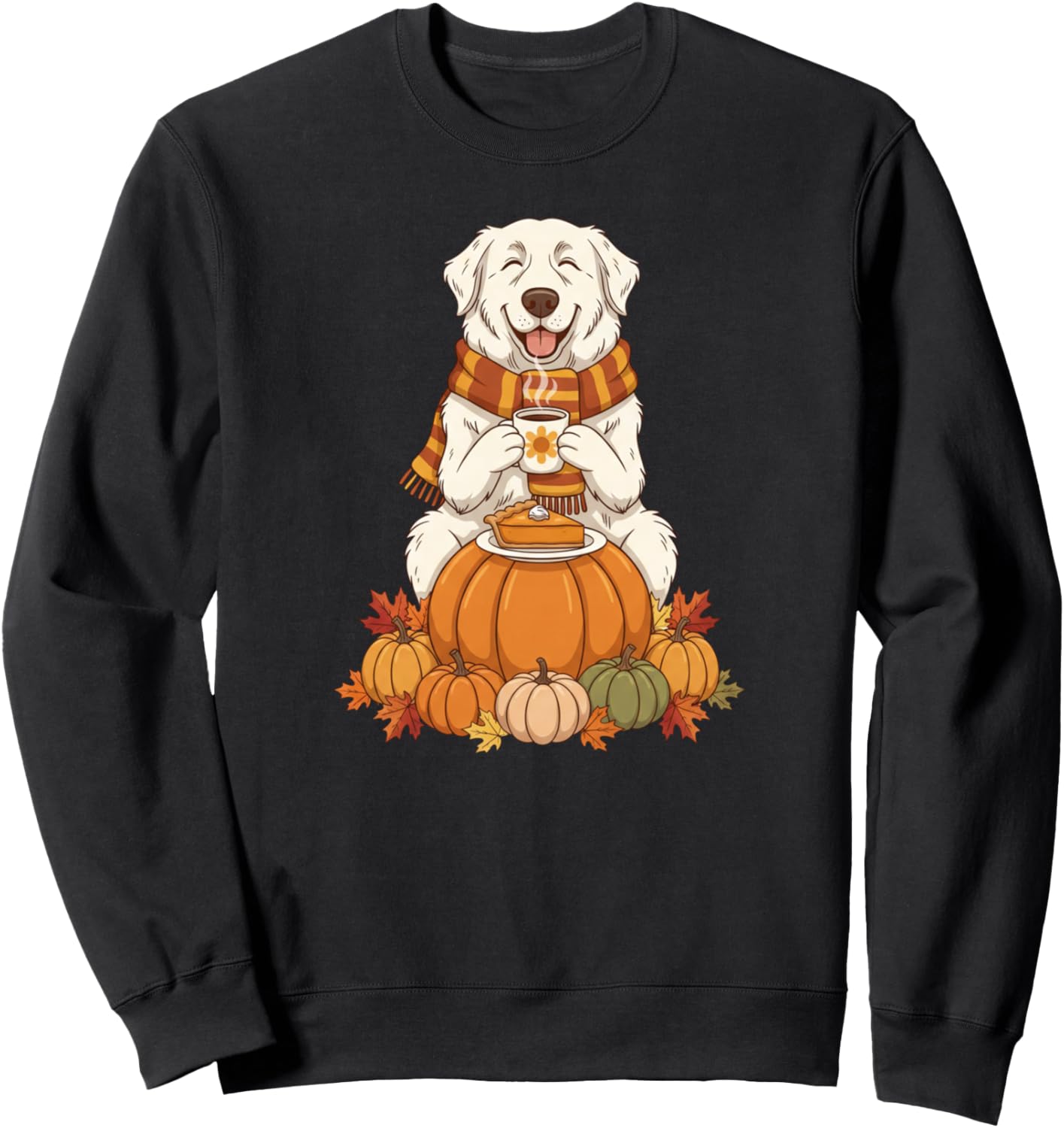 Great Pyrenees Coffee Autumn Thanksgiving Womens Mens Kids Sweatshirt