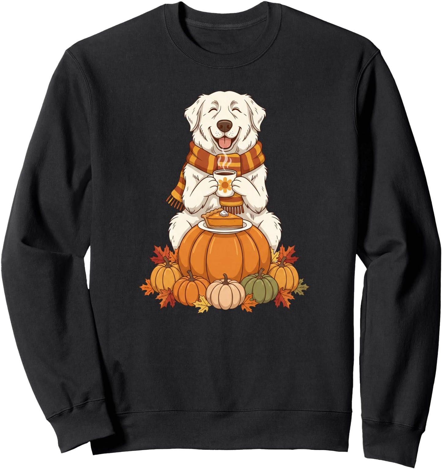 Great Pyrenees Coffee Autumn Thanksgiving Womens Mens Sweatshirt