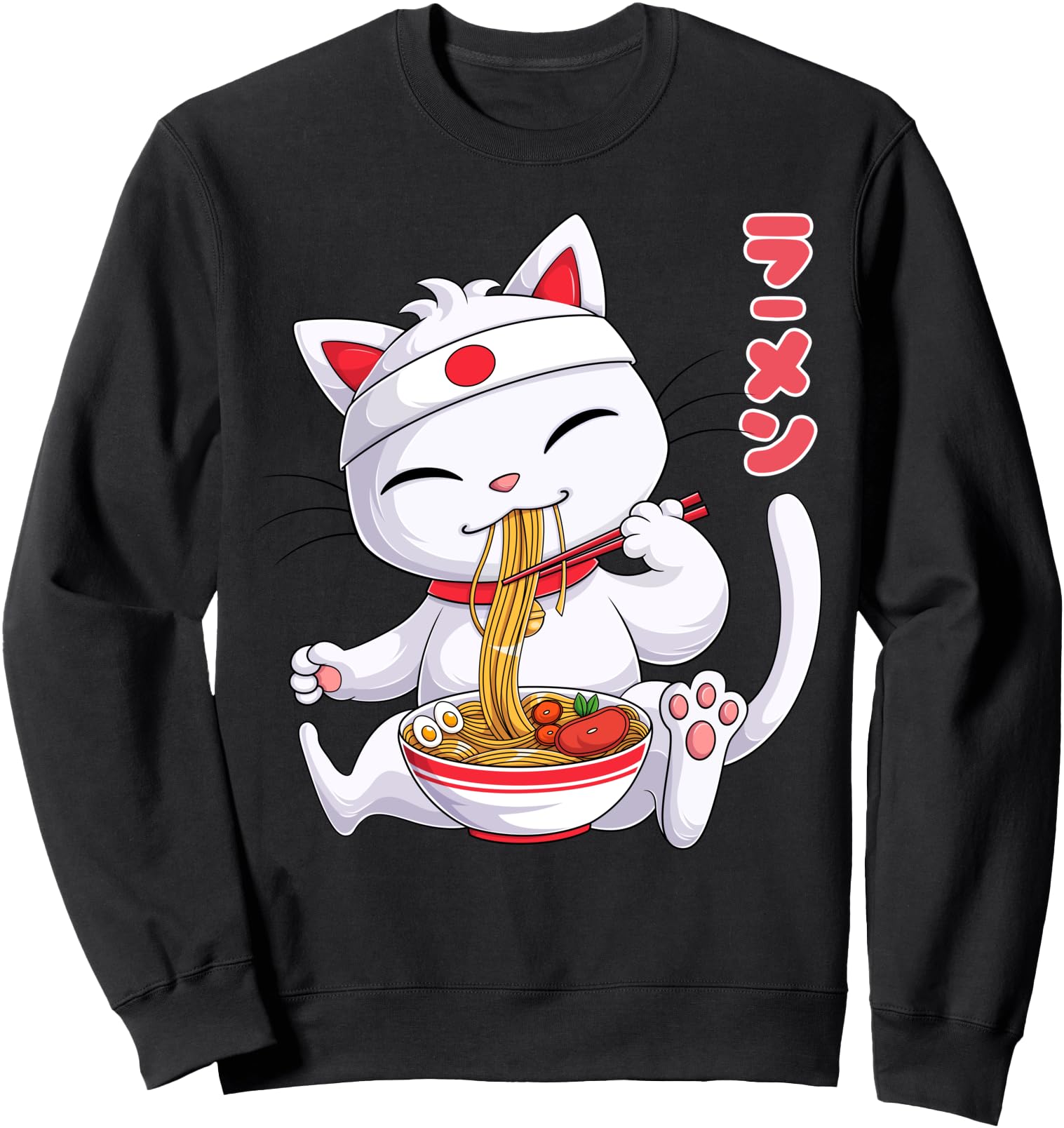 Kawaii Maneki Neko Ramen Noodles Japanese Anime Noodle Soup Sweatshirt