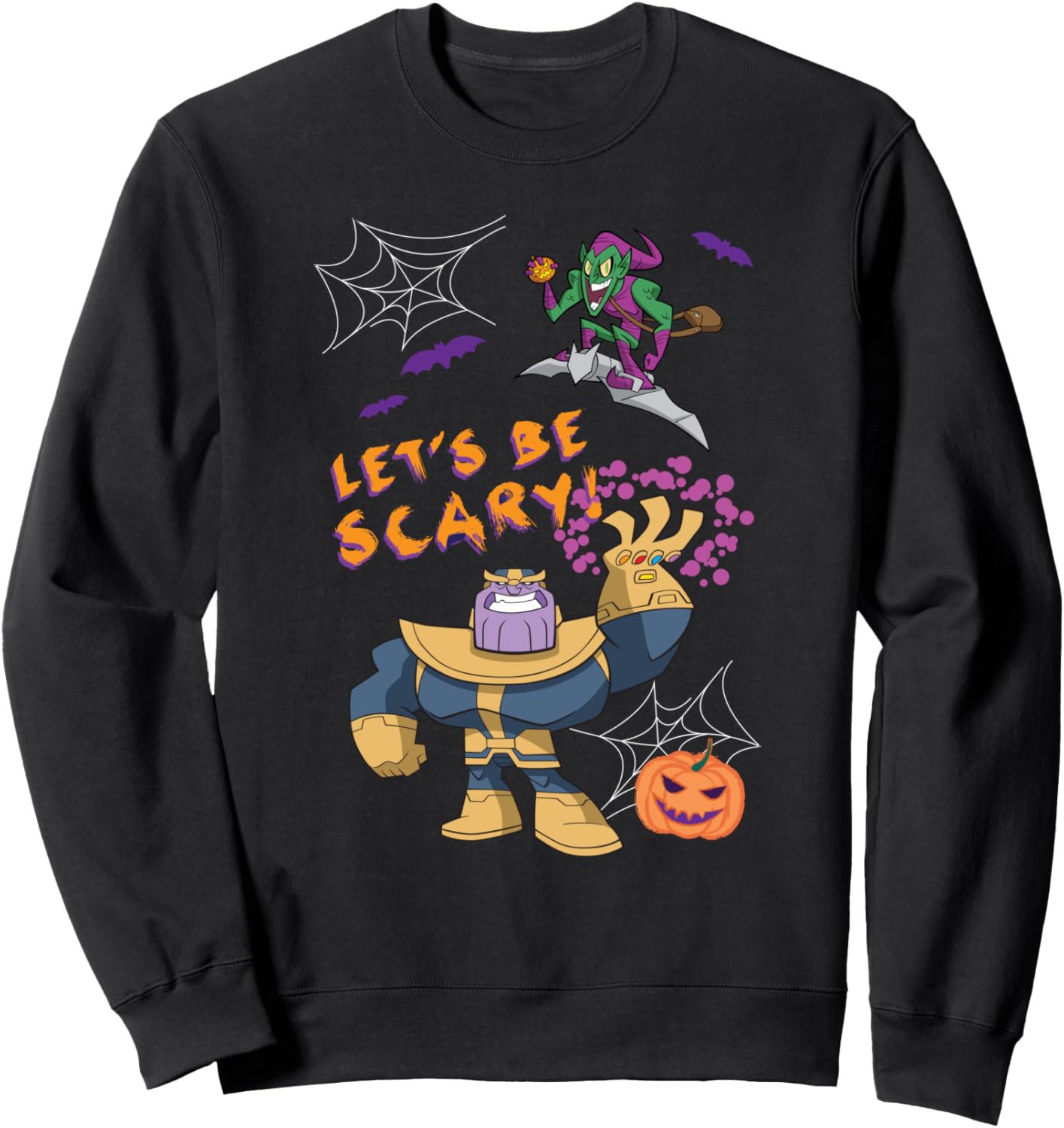 Marvel Studios Thanos Green Goblin Halloween Pumpkin Webs Sweatshirt