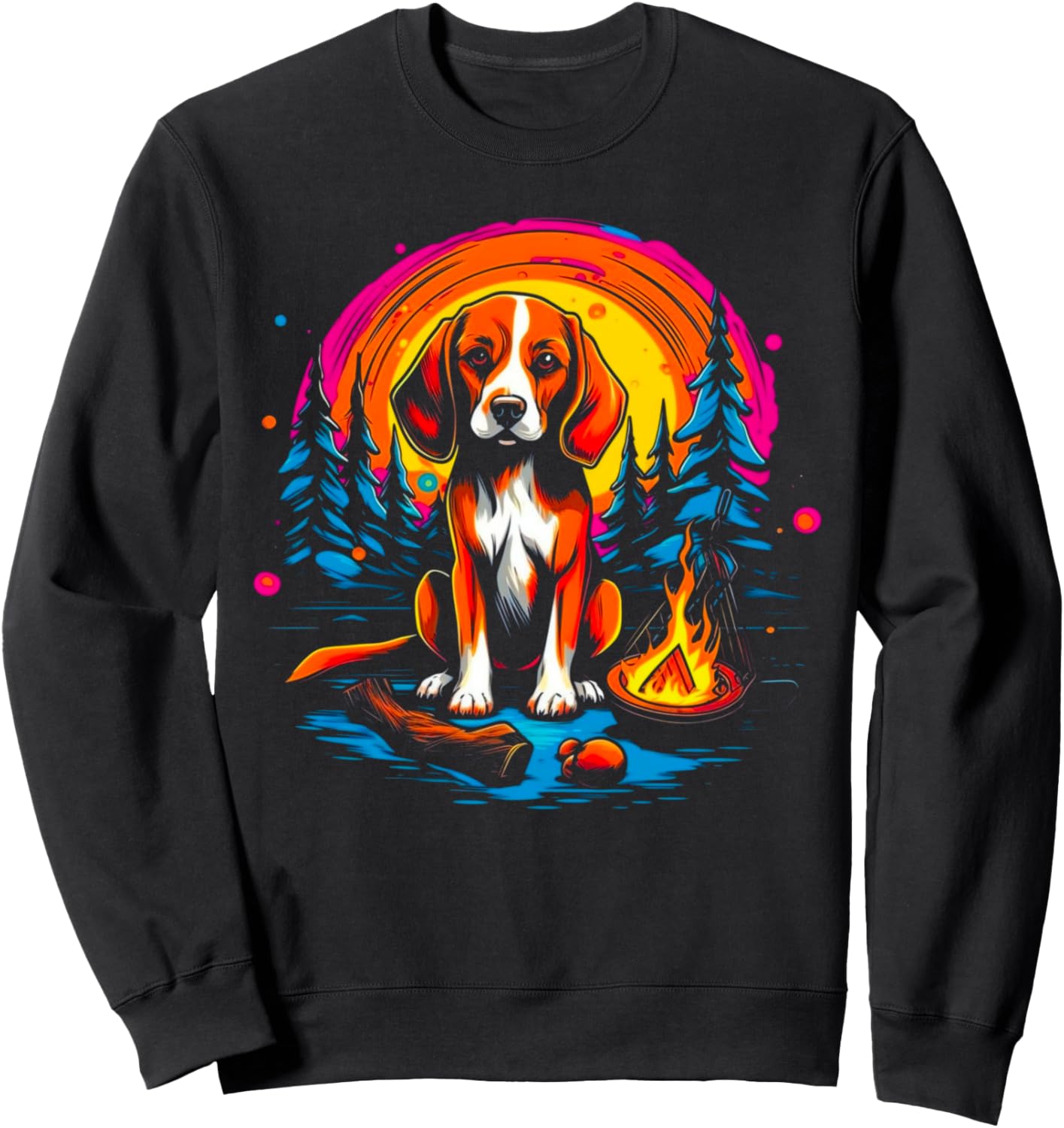 Pop Art Artist Design Beagle Dog Camping Forest Sweatshirt