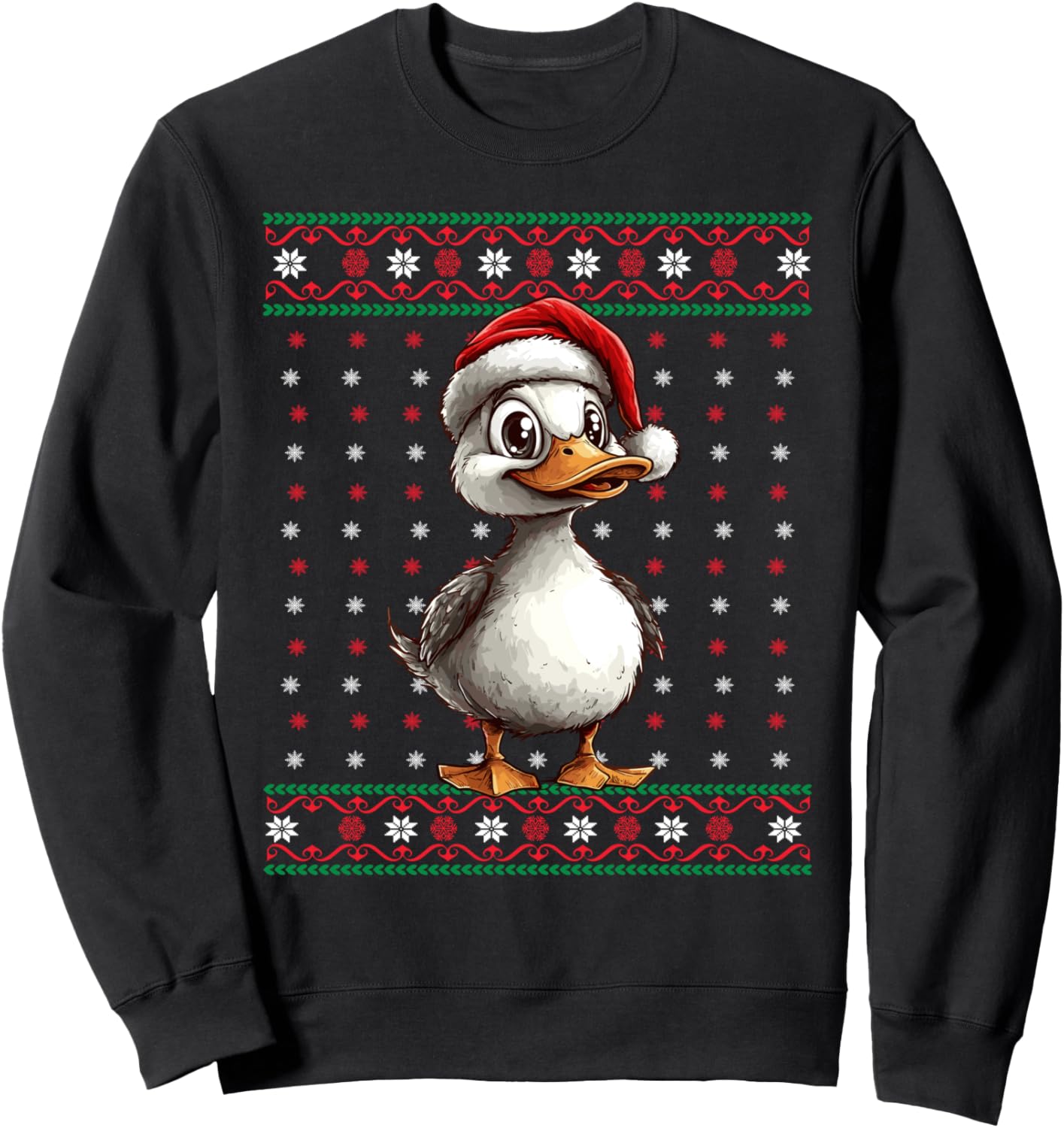 Ugly Christmas Sweater Duck Lover Santa Hat Funny Holiday Sweatshirt