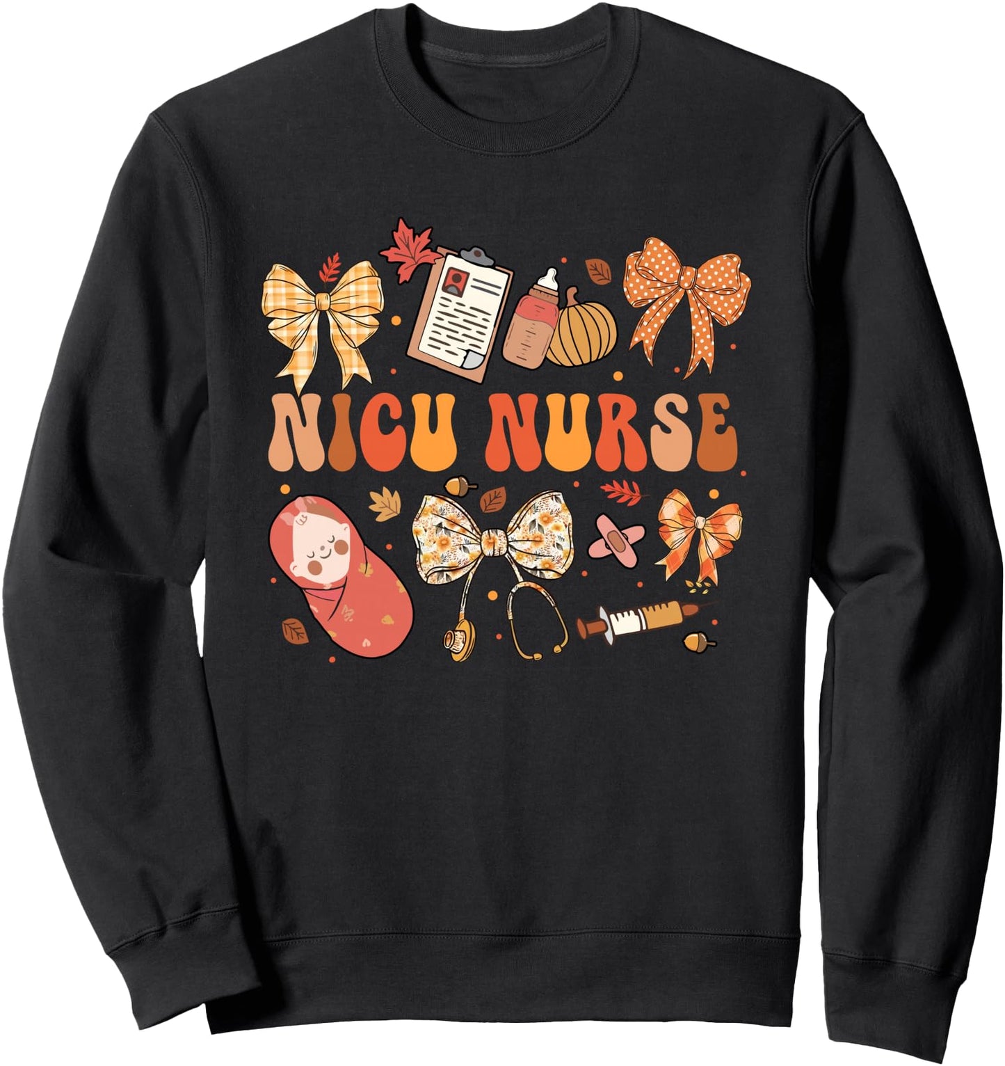 Funny Fall Coquette Bow NICU Nurse Appreciation Girls Women Sweatshirt