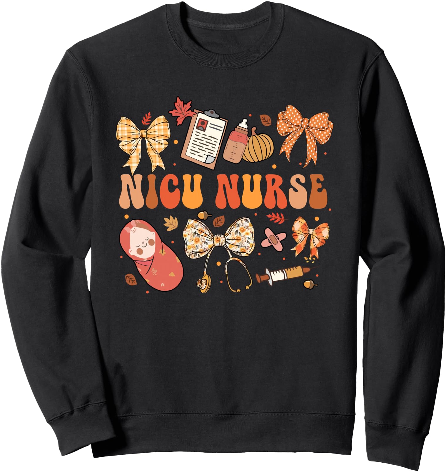 Funny Fall Coquette Bow NICU Nurse Appreciation Girls Women Sweatshirt