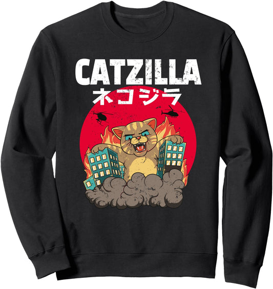 Catzilla Cat Japanese Kanji Sweatshirt