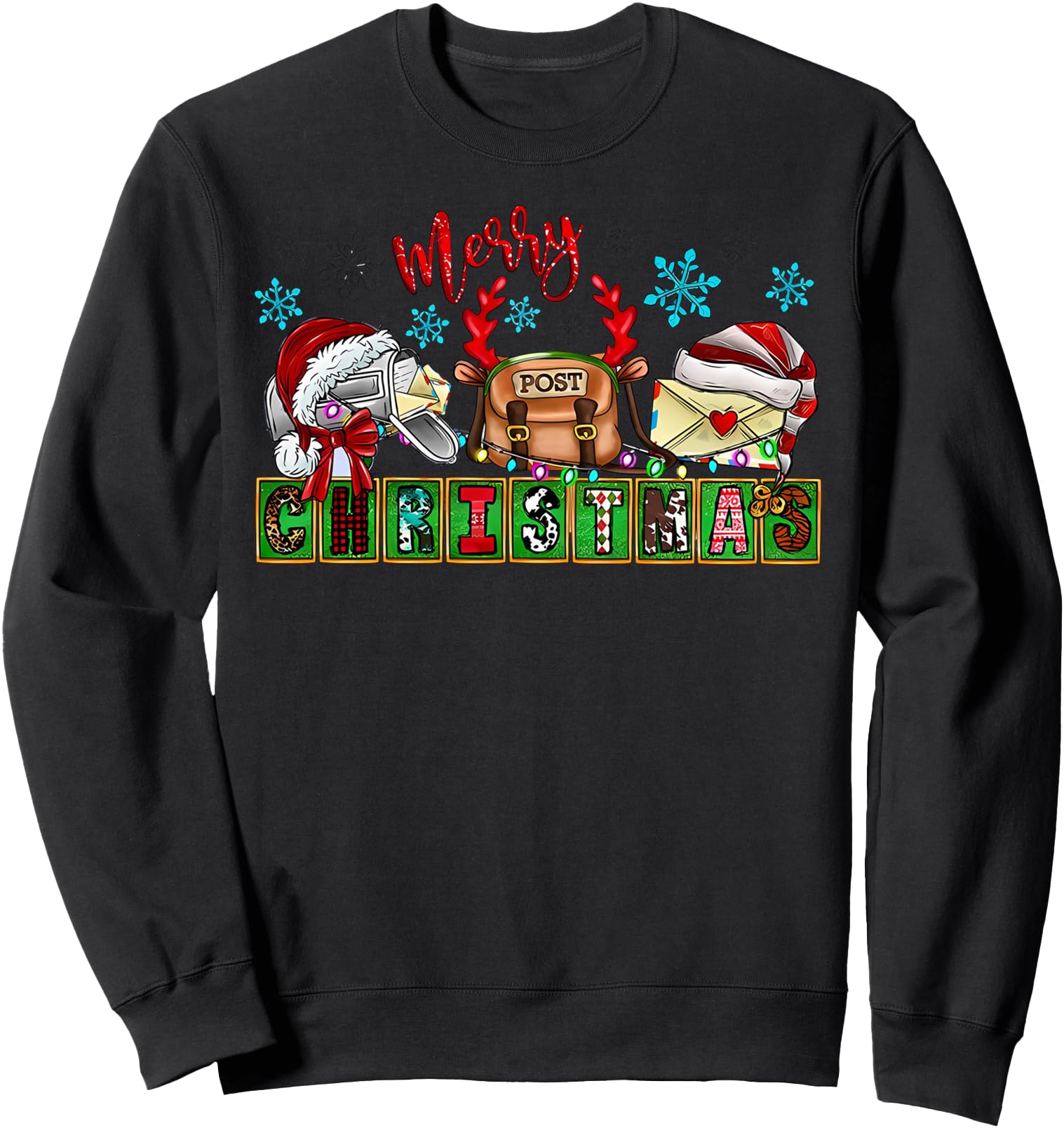 Merry Post Christmas Postal Worker Post Office Santa Hat Sweatshirt