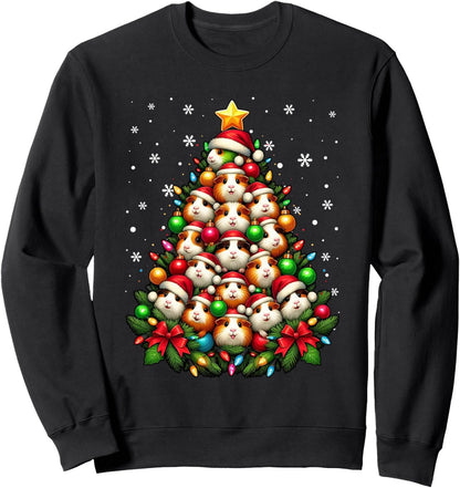 Ugly Christmas Sweater Day Funny Guinea Pig Christmas Tree Sweatshirt