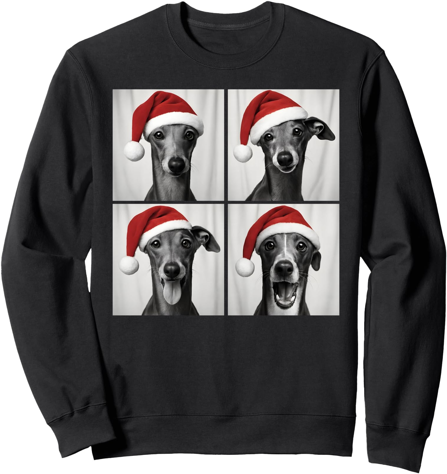 Funny Christmas Italian Greyhound Santa Dog Photo Booth Sweatshirt