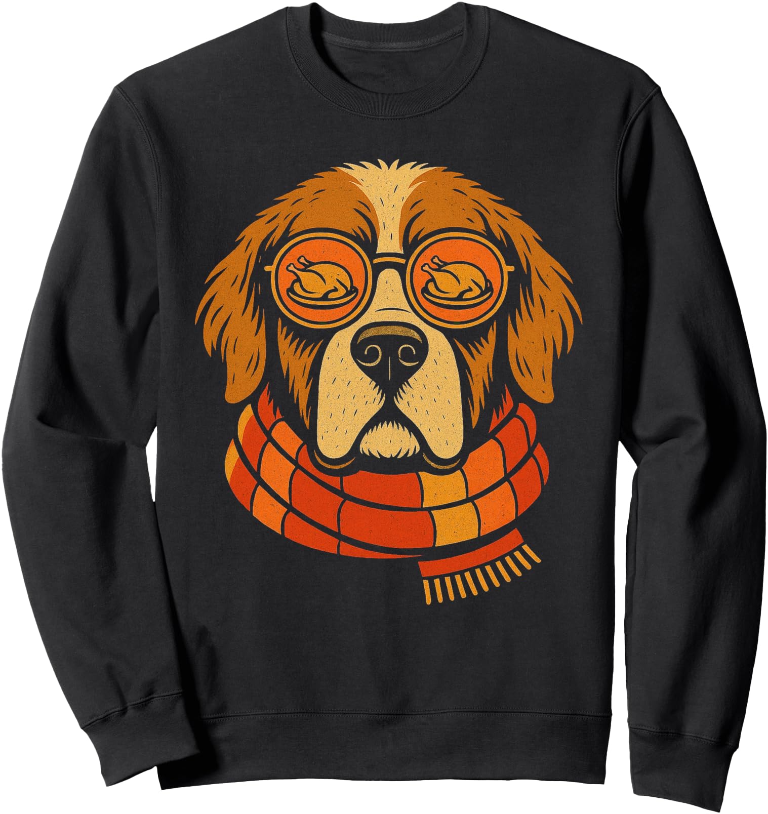 Funny Saint Bernard Thanksgiving Turkey Glasses Fall Scarf Sweatshirt