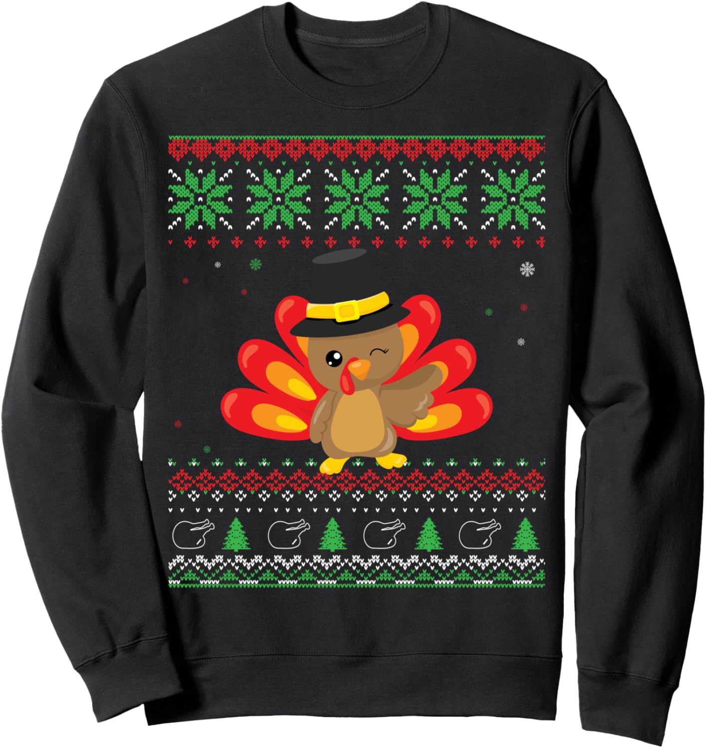 Thanksgiving Pilgrim Turkey Ugly Christmas Style Sweatshirt