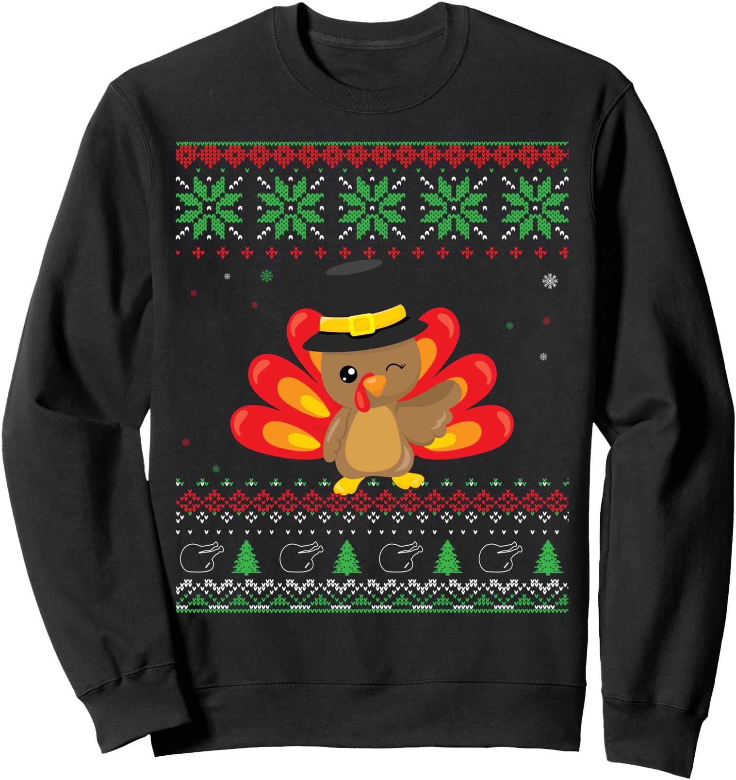 Thanksgiving Pilgrim Turkey Ugly Christmas Style Sweatshirt