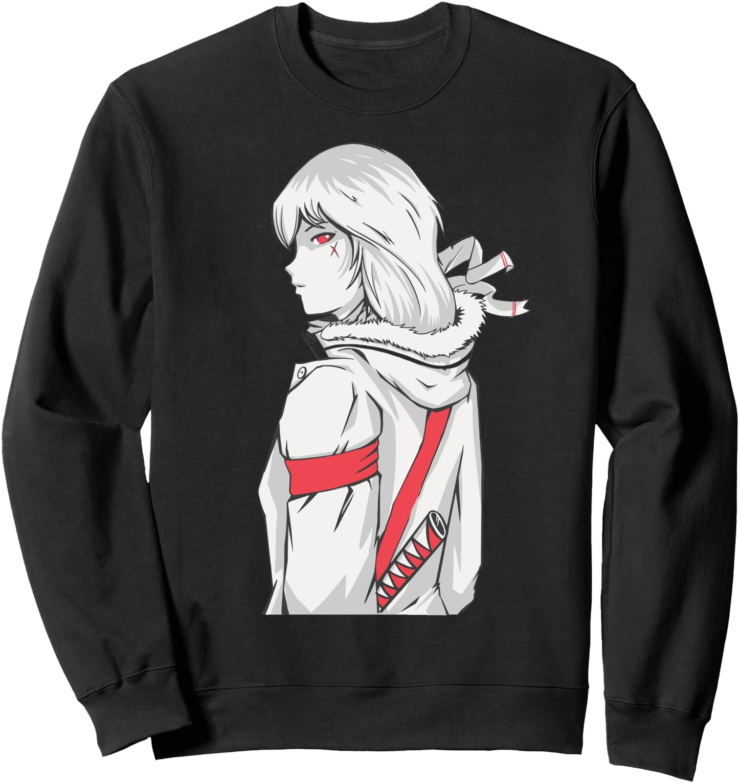Warrior Anime Fighter Girl Japanese Illustration Sword Sweatshirt