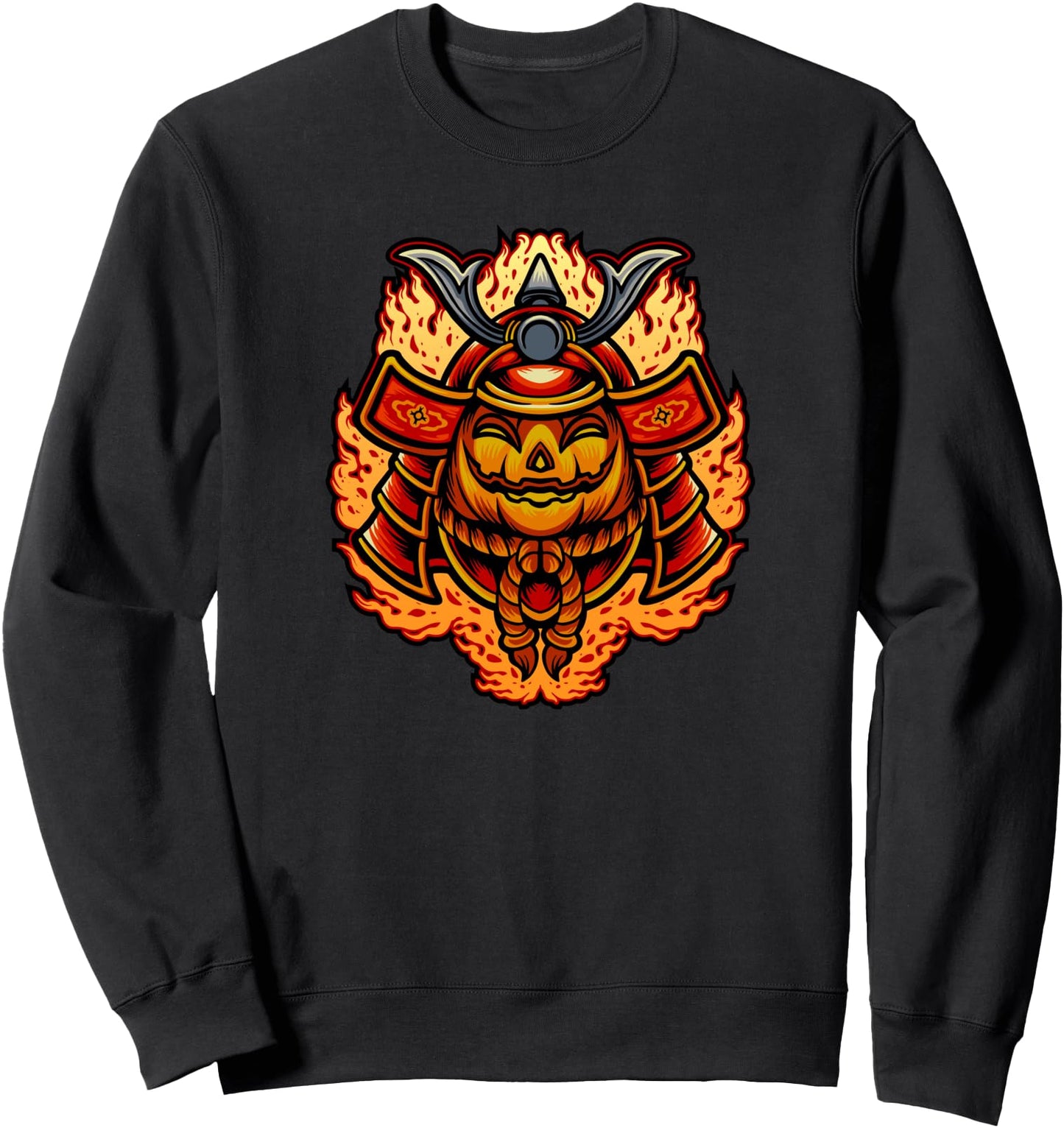 Samurai Warrior Bushido Oni Mask Pumpkin Halloween Japanese Sweatshirt
