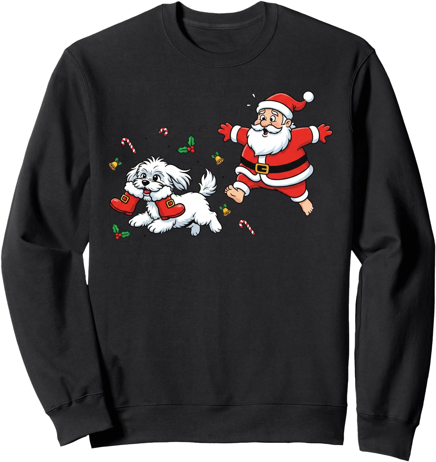 Funny Maltese Santa Claus Boots Christmas Womens Mens Sweatshirt