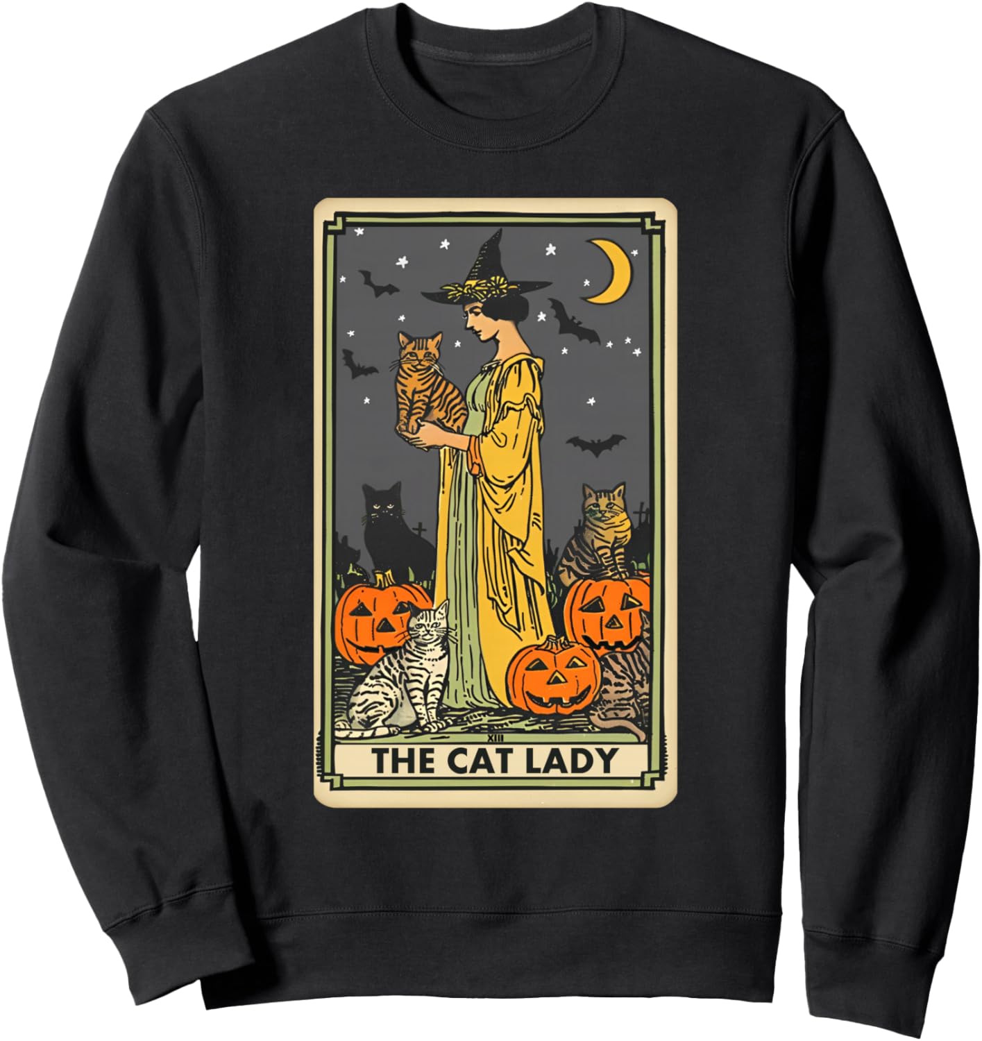 The Cat Lady Tarot Card Vintage Gothic Cat Women Cat Mom Sweatshirt