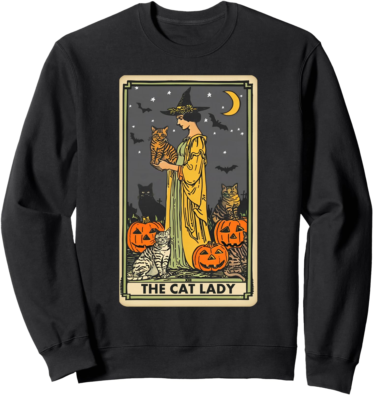 The Cat Lady Tarot Card Vintage Gothic Cat Women Cat Mom Sweatshirt