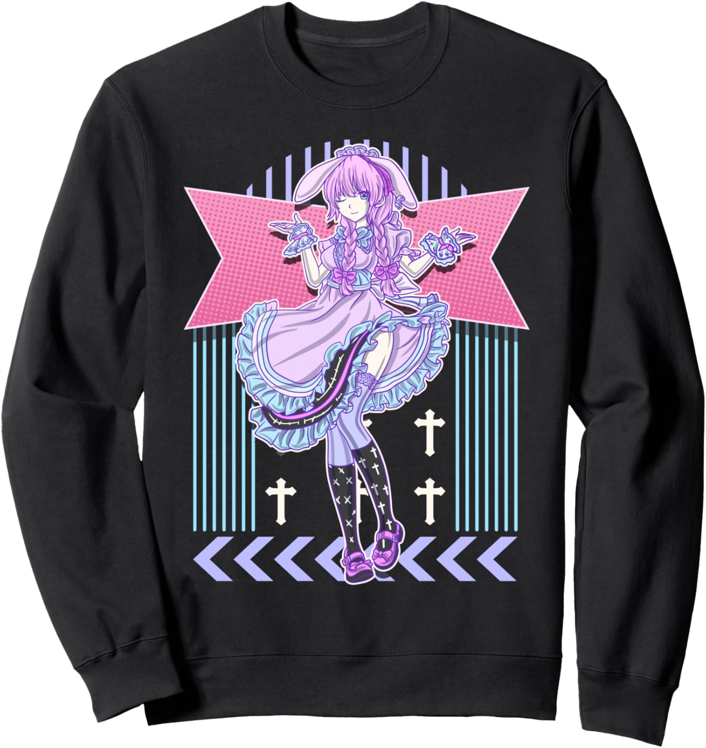 Kawaii Pastel Goth Bunny Anime Girl Sweatshirt