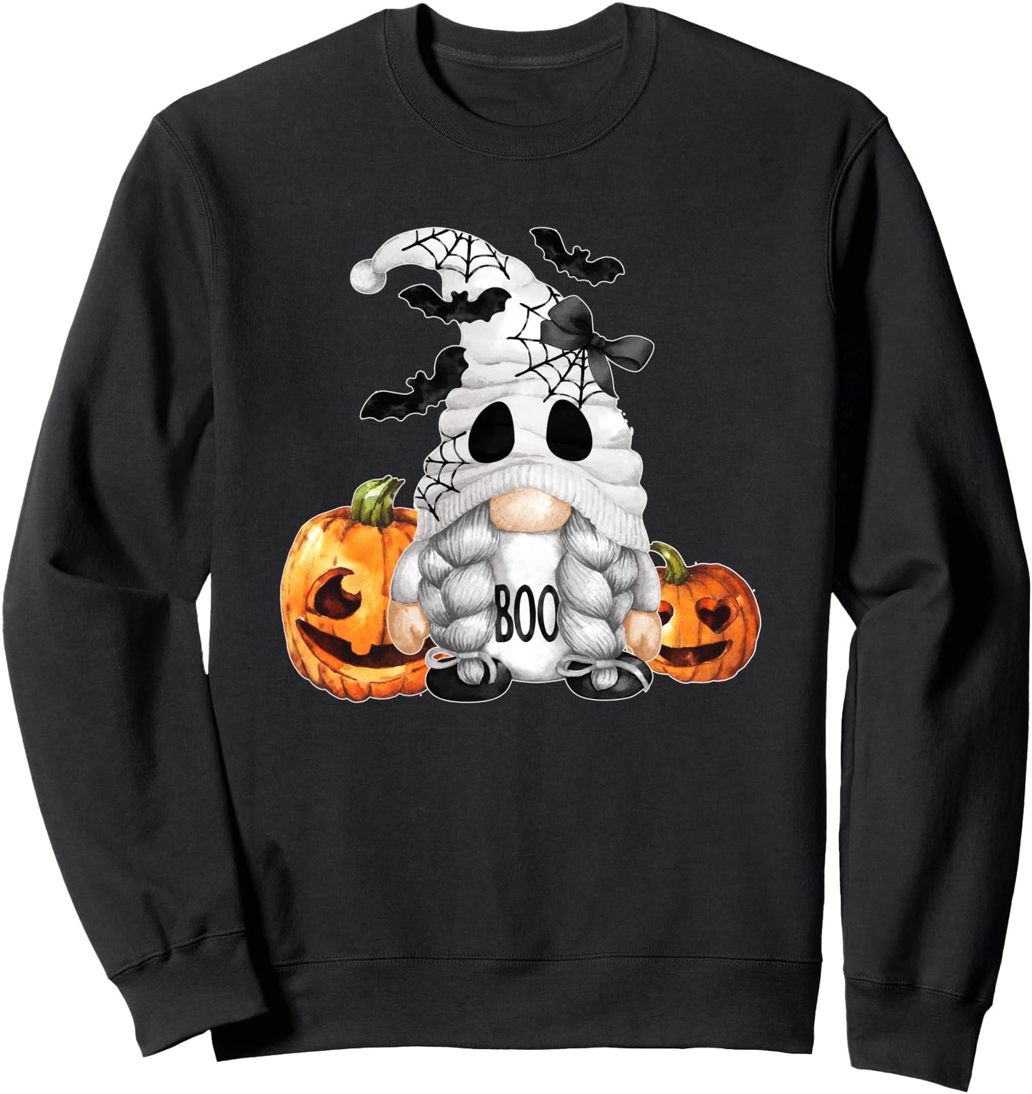 Cute Boo Ghost Gnome For Girls Halloween Bats And Pumpkin Sweatshirt