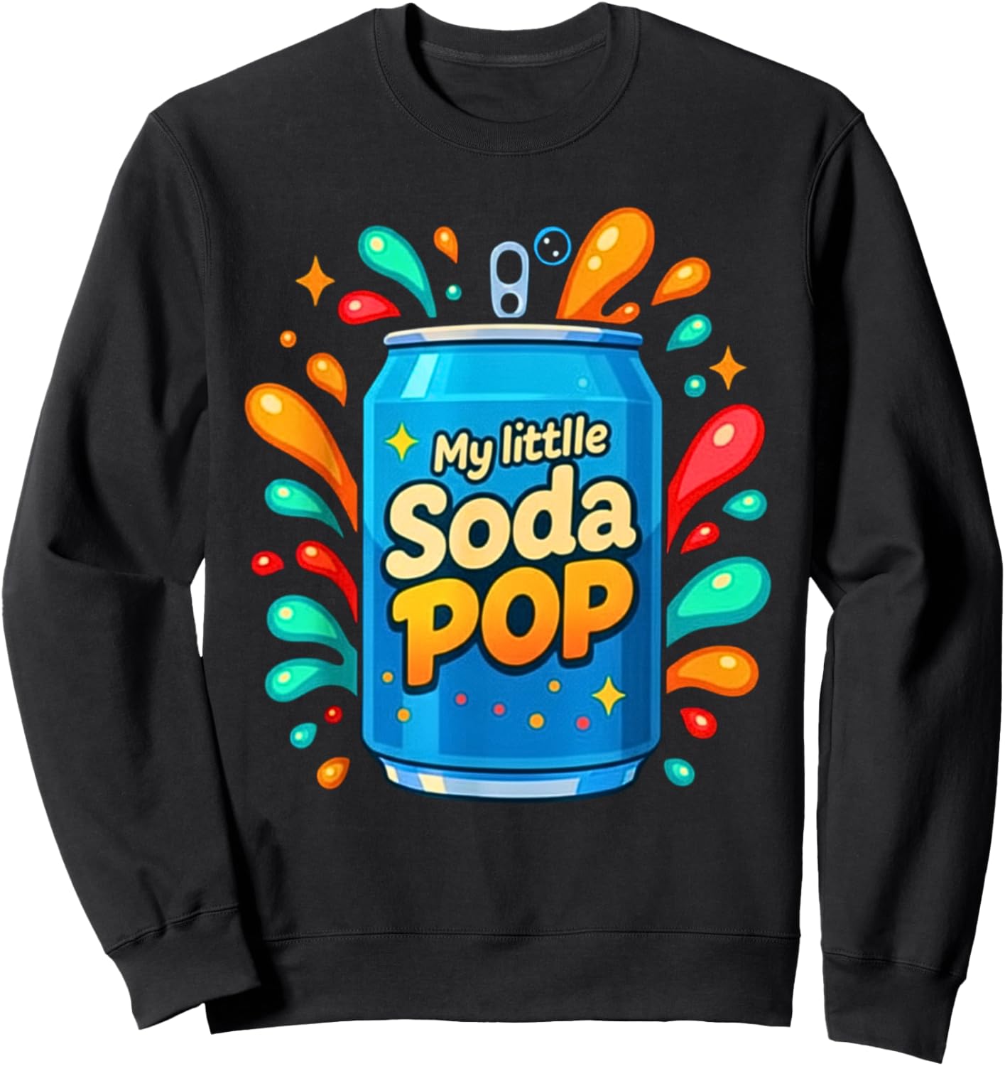 Soda Pop Cartoon Splash Cute Retro Beverage Funny Joke Sweatshirt