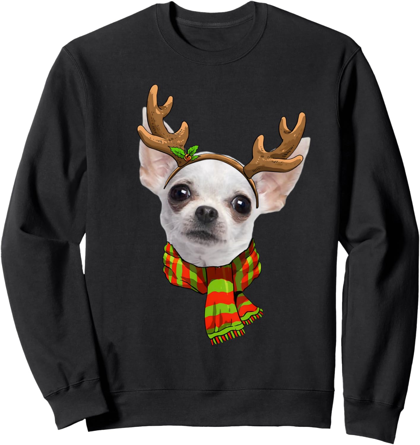 White Chihuahua Dog Reindeer Christmas Family Pajama Sweatshirt