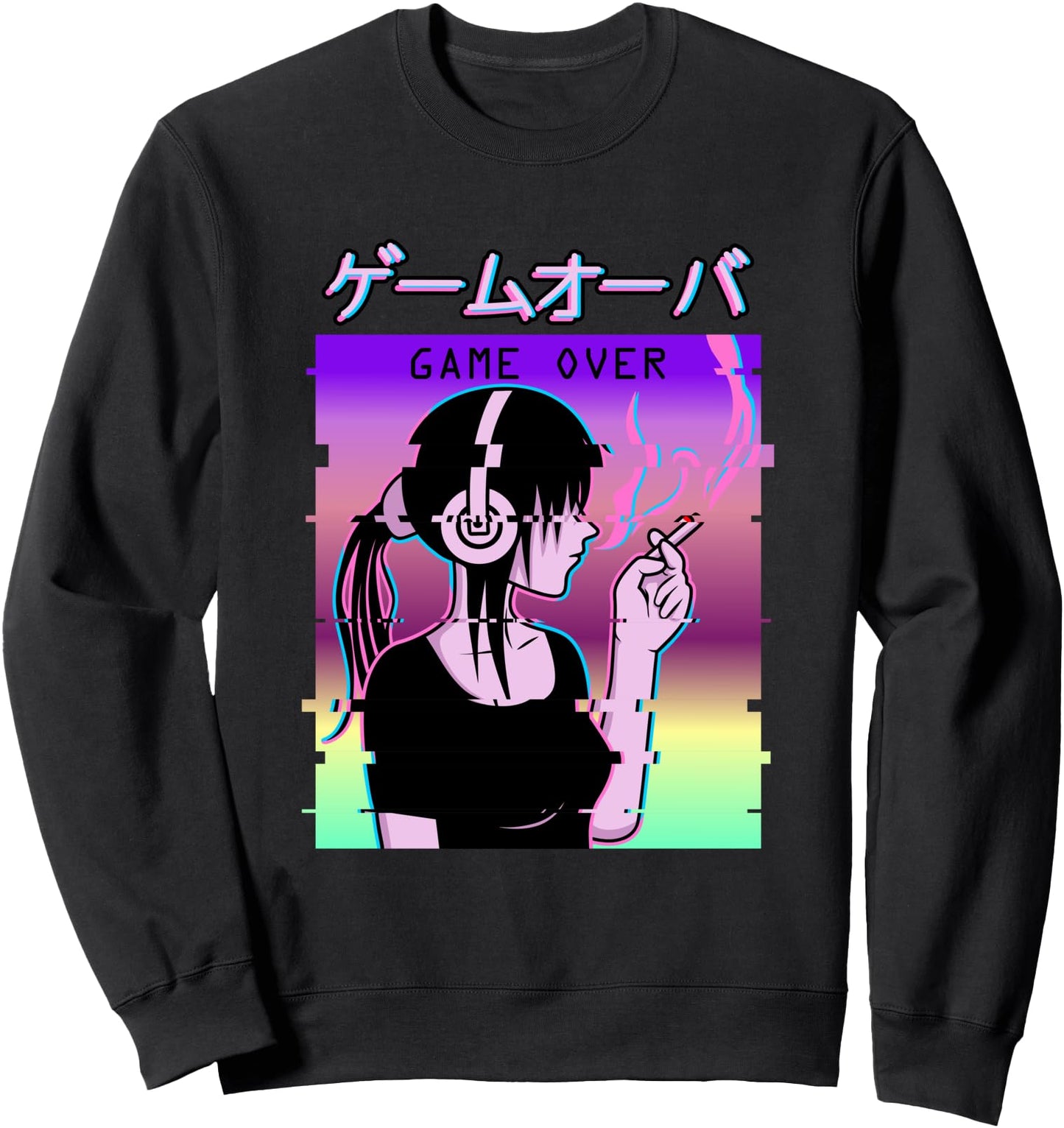 Sad Girl Anime Vaporwave Japanese Aesthetic Funny Graphic Sweatshirt