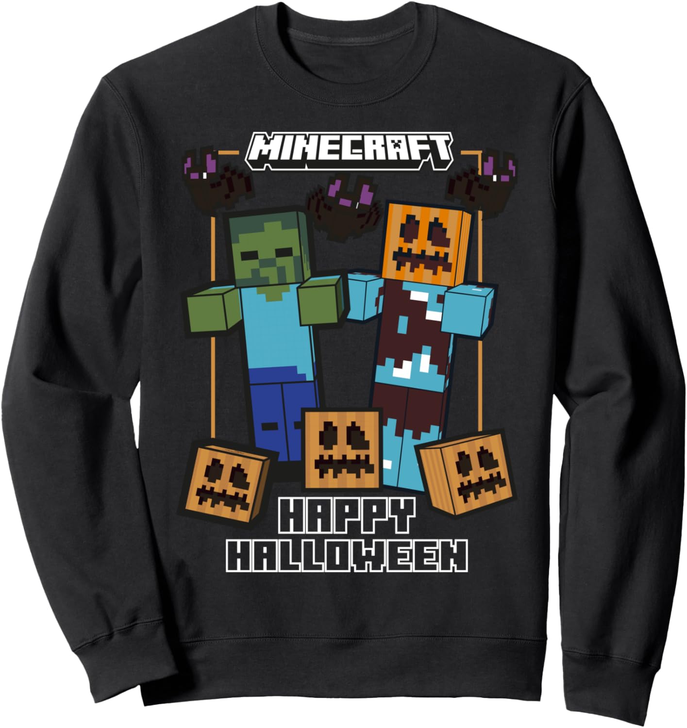 Minecraft Happy Halloween Pumpkin Zombie Fun Sweatshirt