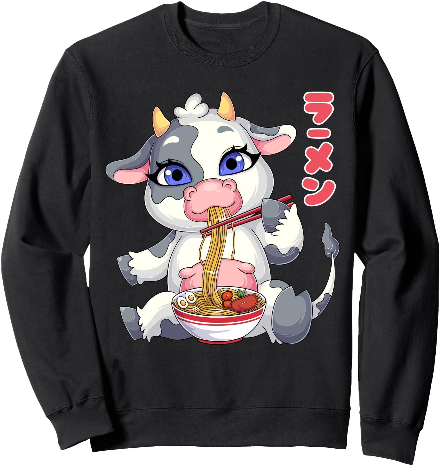 Kawaii Cow Ramen Noodles Japanese Anime Noodle Soup Sweatshirt