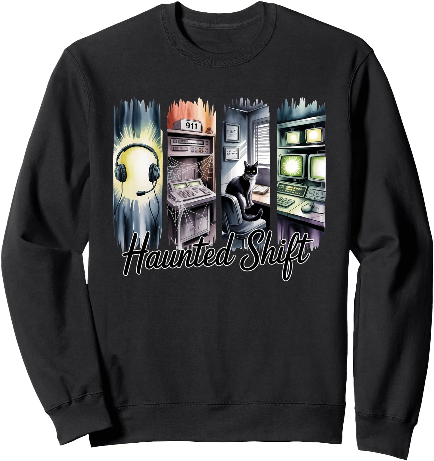 911 Dispatcher Halloween Police Dispatch Thin Gold Line Sweatshirt