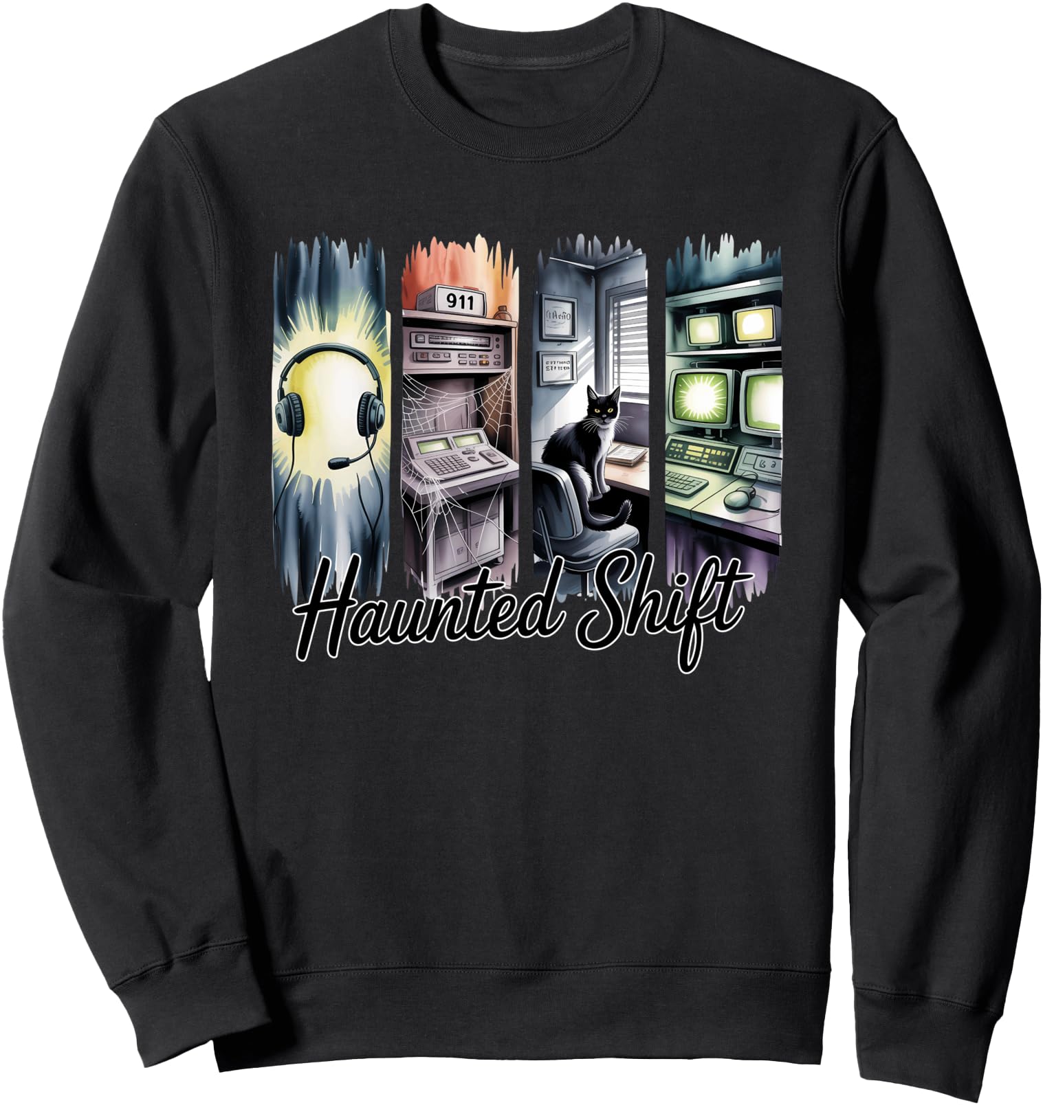 911 Dispatcher Halloween Police Dispatch Thin Gold Line Sweatshirt