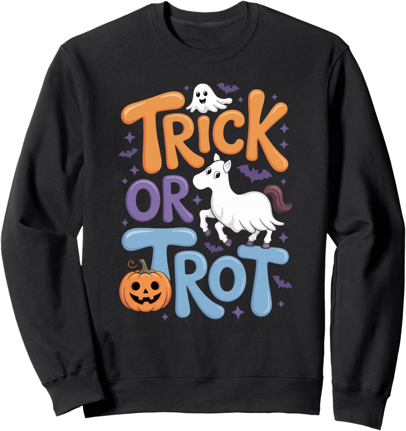 Trick or Trot Halloween Pumkin Ghost horse equestrian Sweatshirt