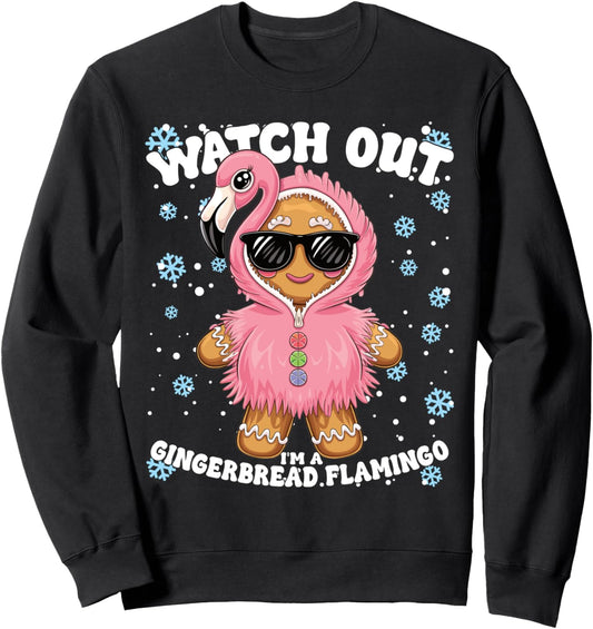 Christmas Gingerbread Man Flamingo Girls Women Sweatshirt
