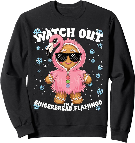 Christmas Gingerbread Man Flamingo Girls Women Sweatshirt