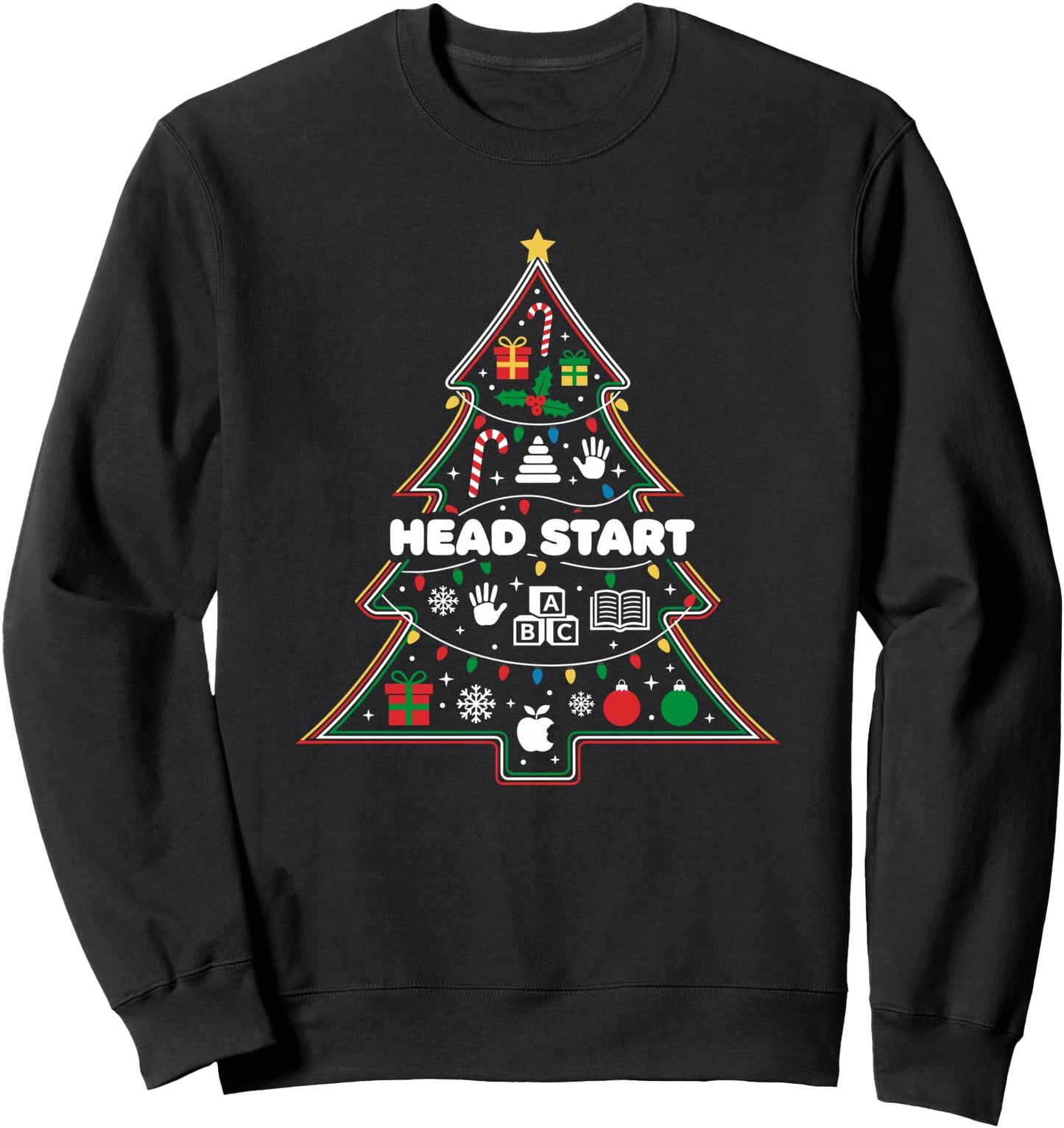 Funny Head Start Christmas Tree Lights Womens Mens Sweatshirt