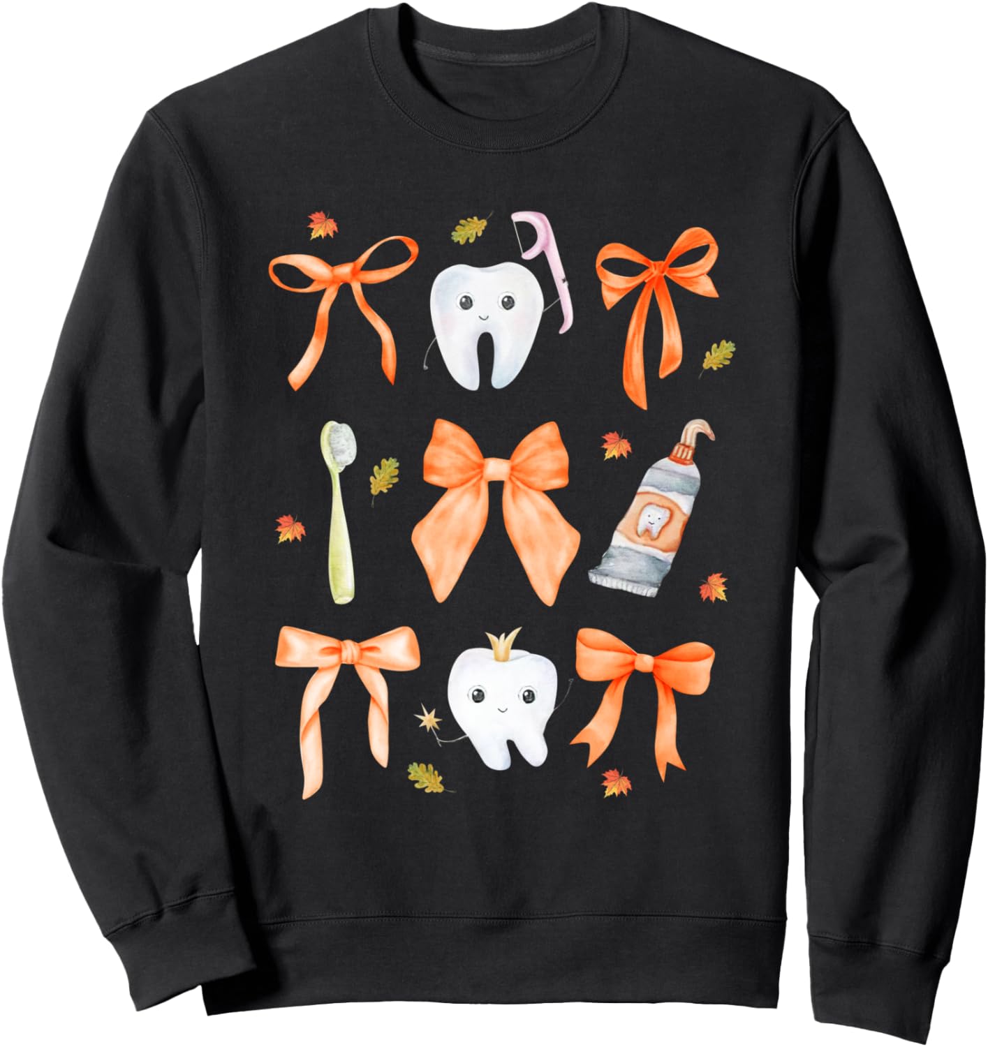 Coquette Bow Fall Cute Teeth Dentist Squad Dental Assistant Sweatshirt