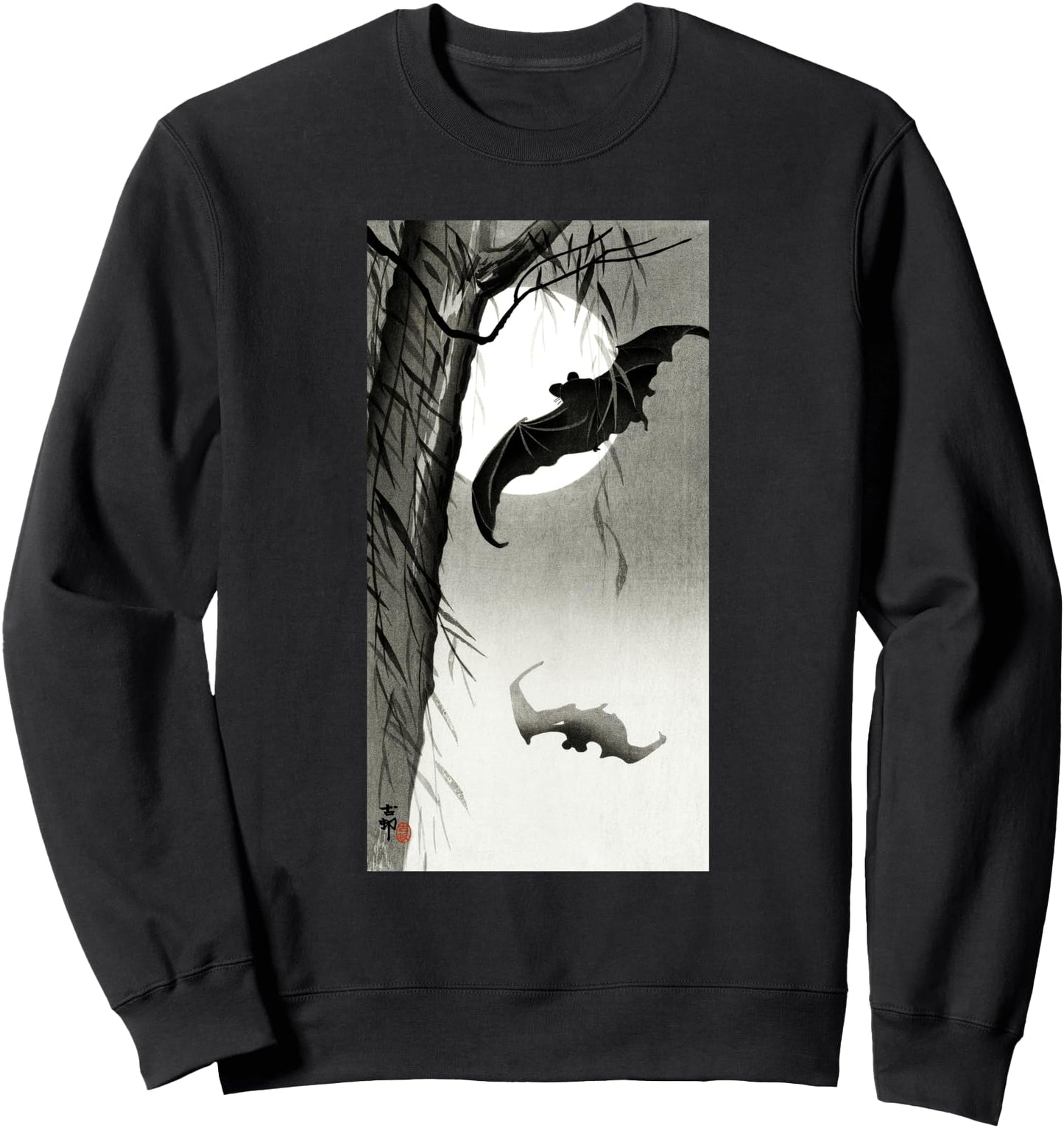 Bats under the full moon Ohara Koson Japanese Antique Art Sweatshirt