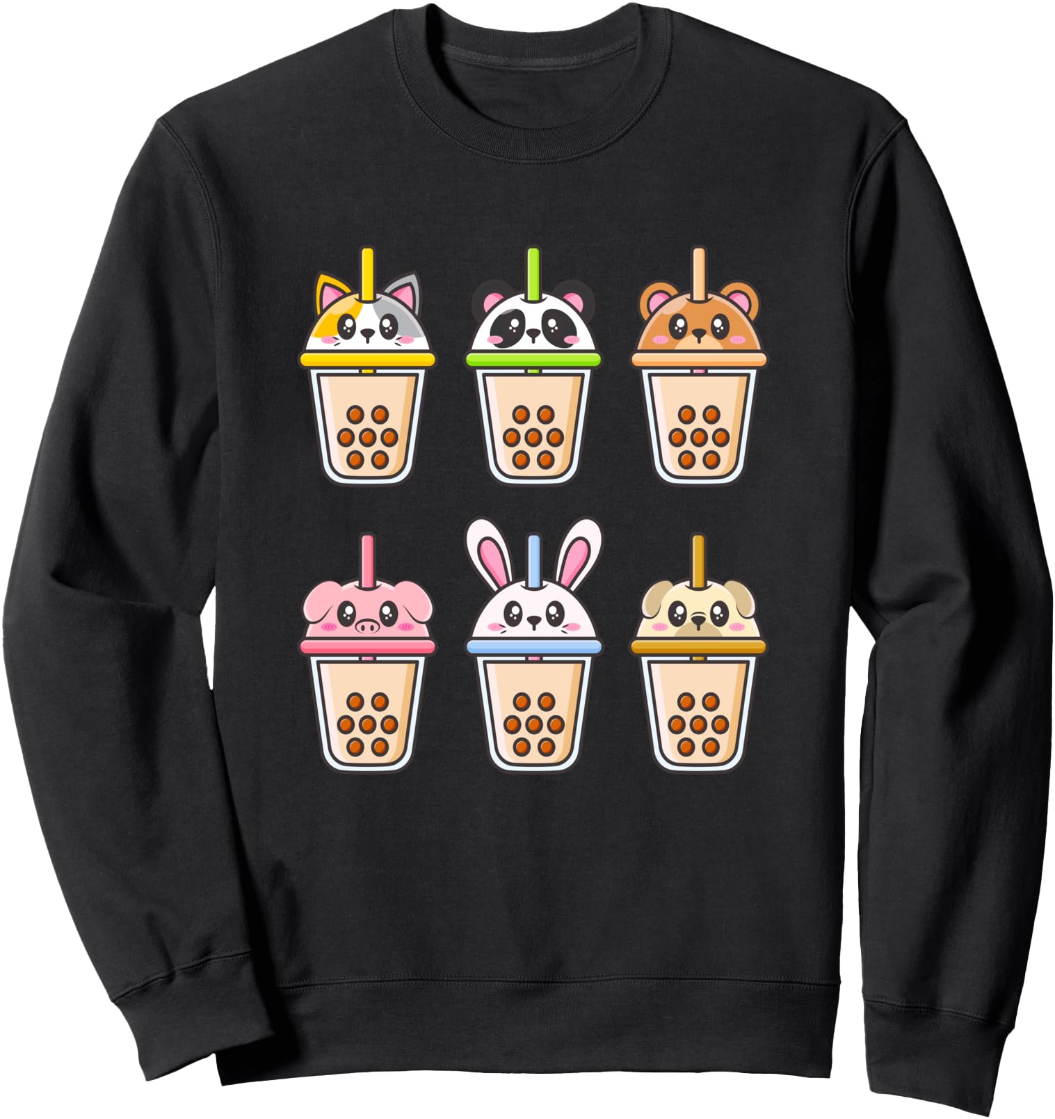 Kitty Cat Kawaii Animals Boba Bubble Meow Tea Anime Japanese Sweatshirt
