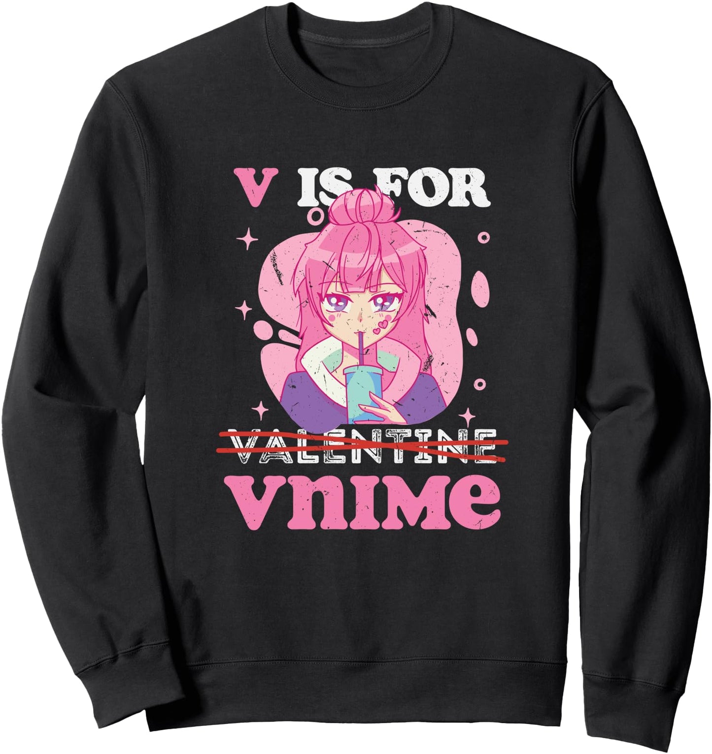 Funny V Is For Anime Valentine Japanese Manga Video Games Sweatshirt