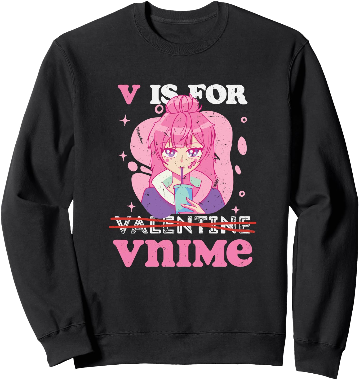 Funny V Is For Anime Valentine Japanese Manga Video Games Sweatshirt