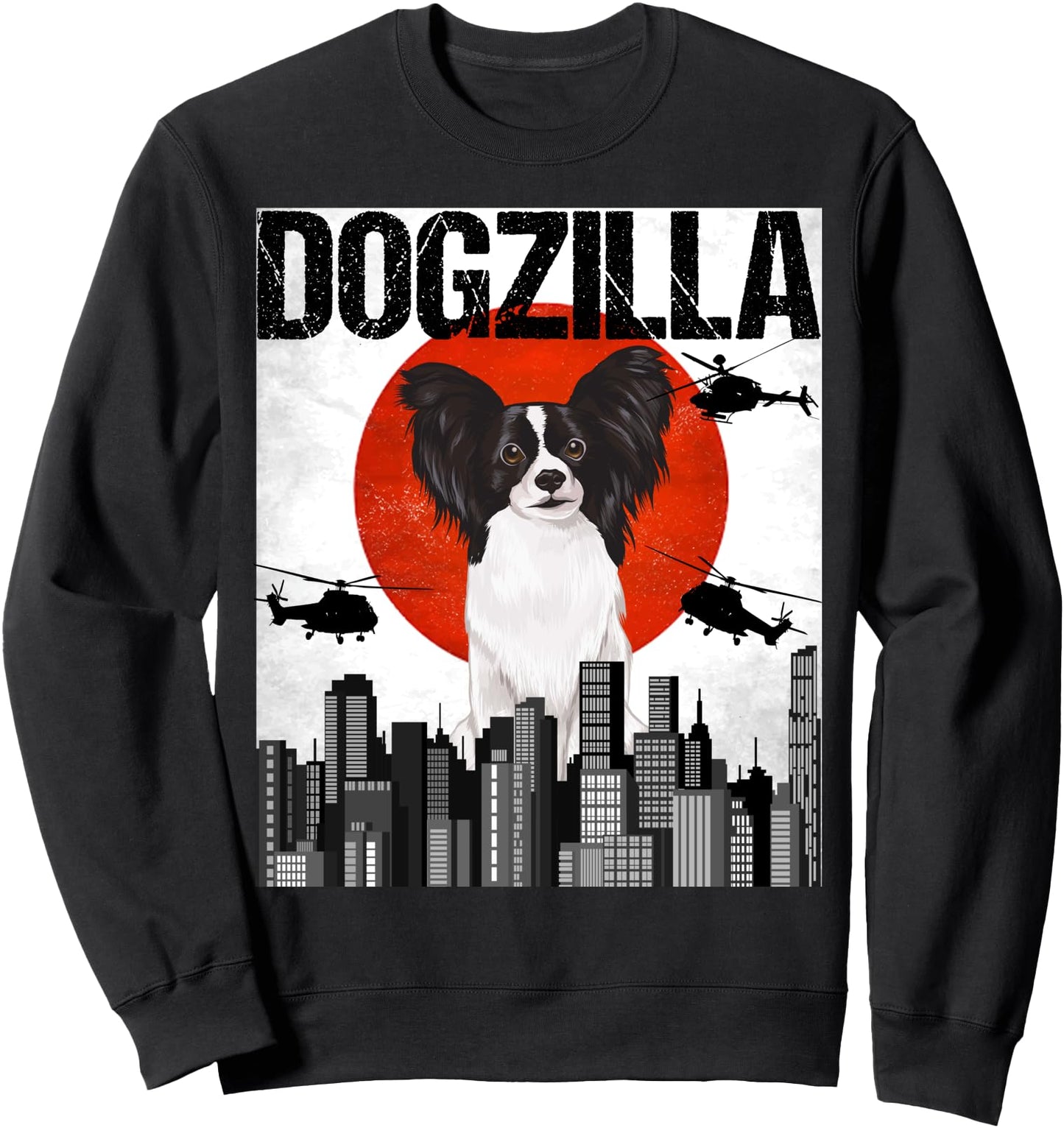 Funny Vintage Japanese Dogzilla Papillon Sweatshirt