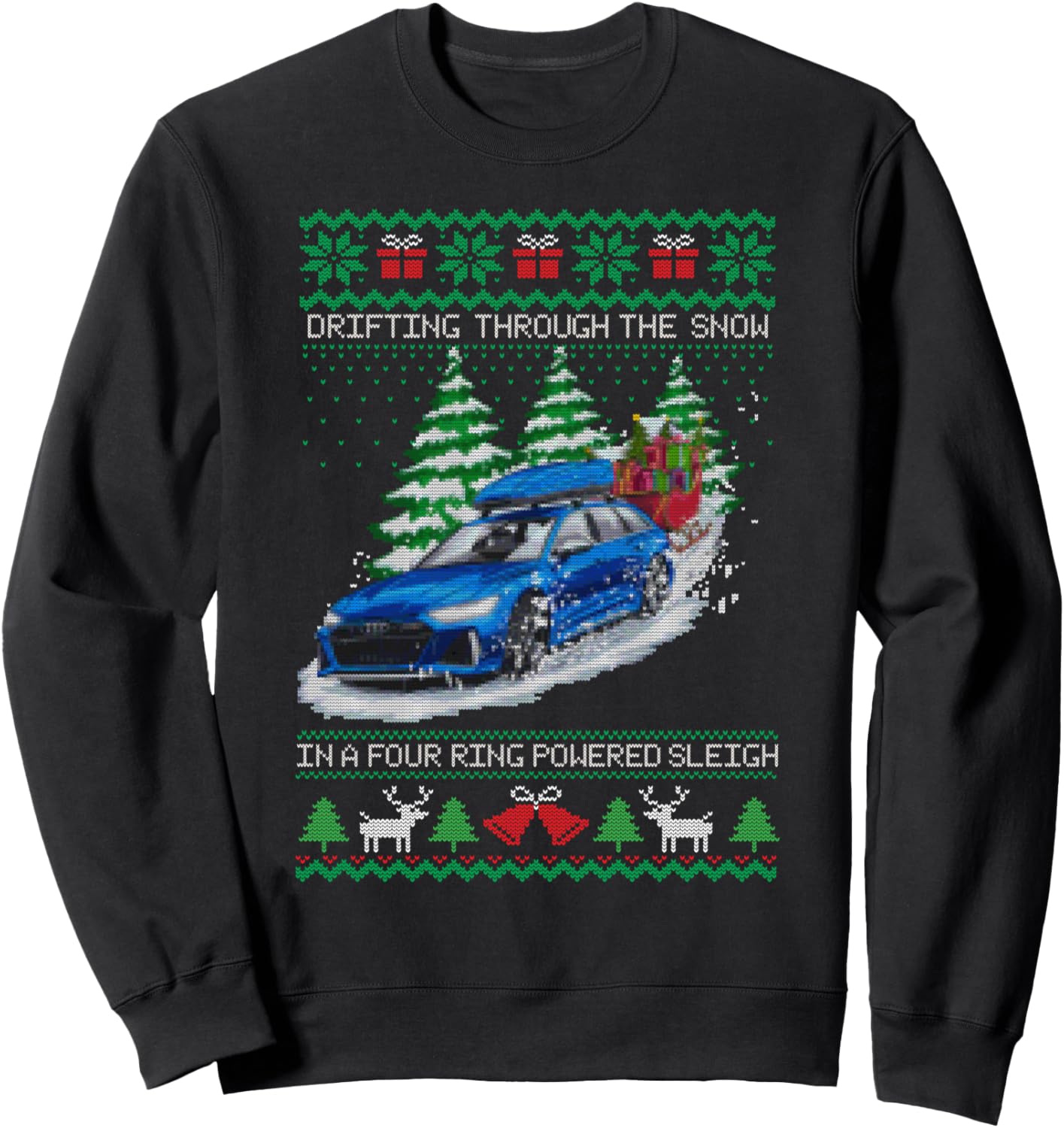 Drifting Through The Snow | Ugly Christmas Sweater Design Sweatshirt
