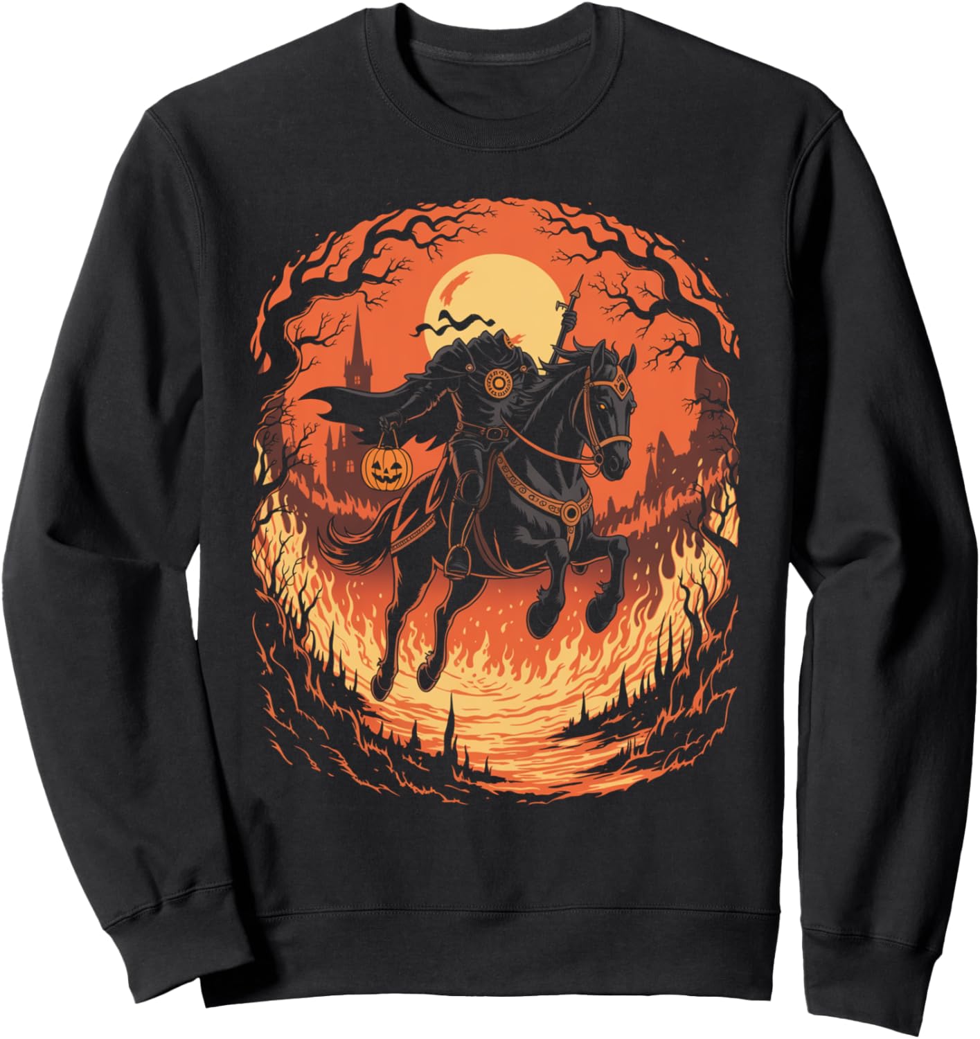 Scary Pumpkin Headless Horseman Halloween Sweatshirt